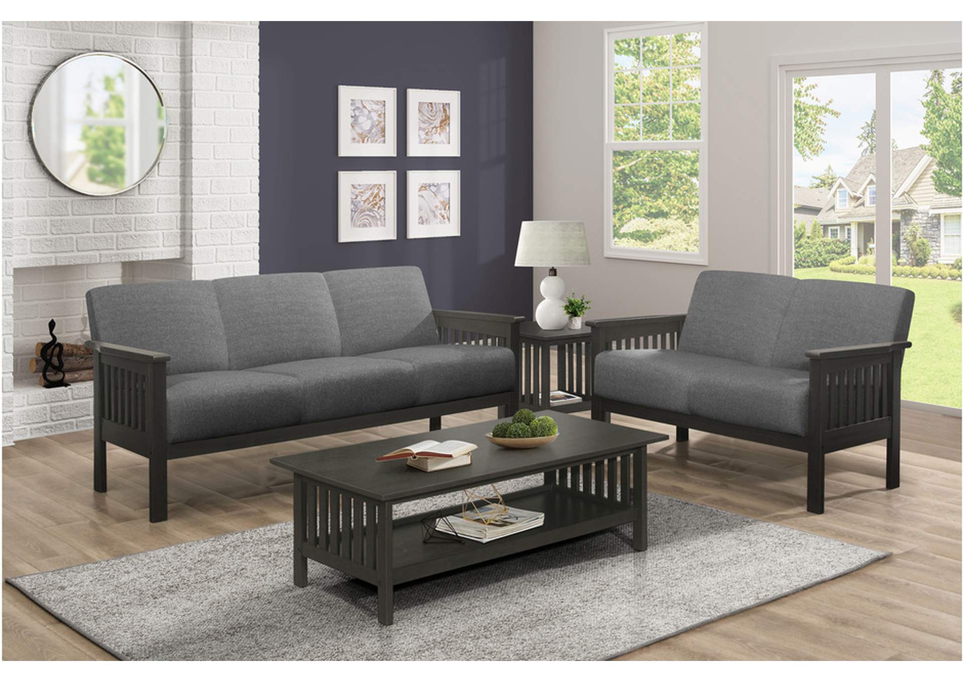 Lewiston Gray 1104Gy Living Room Sofa Set,Homelegance