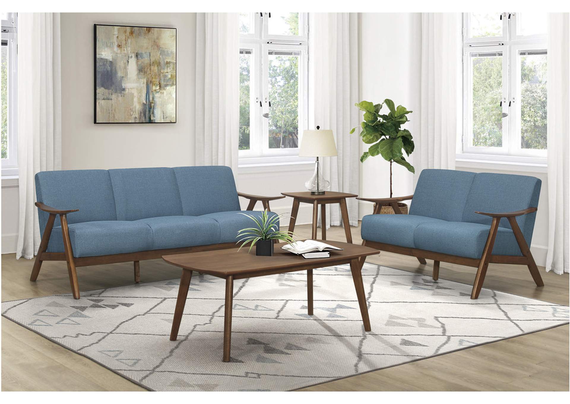Damala Blue 1138 Living Room Sofa Set,Homelegance