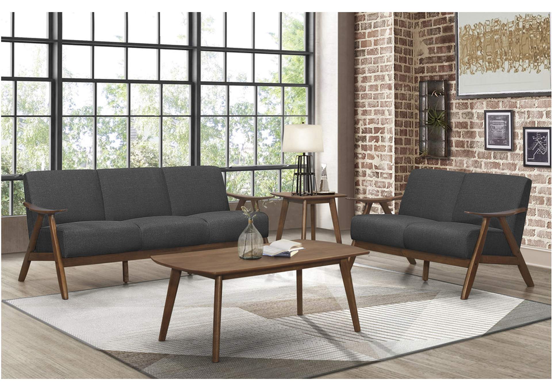 Damala Dark Grey 1138 Living Room Sofa Set,Homelegance