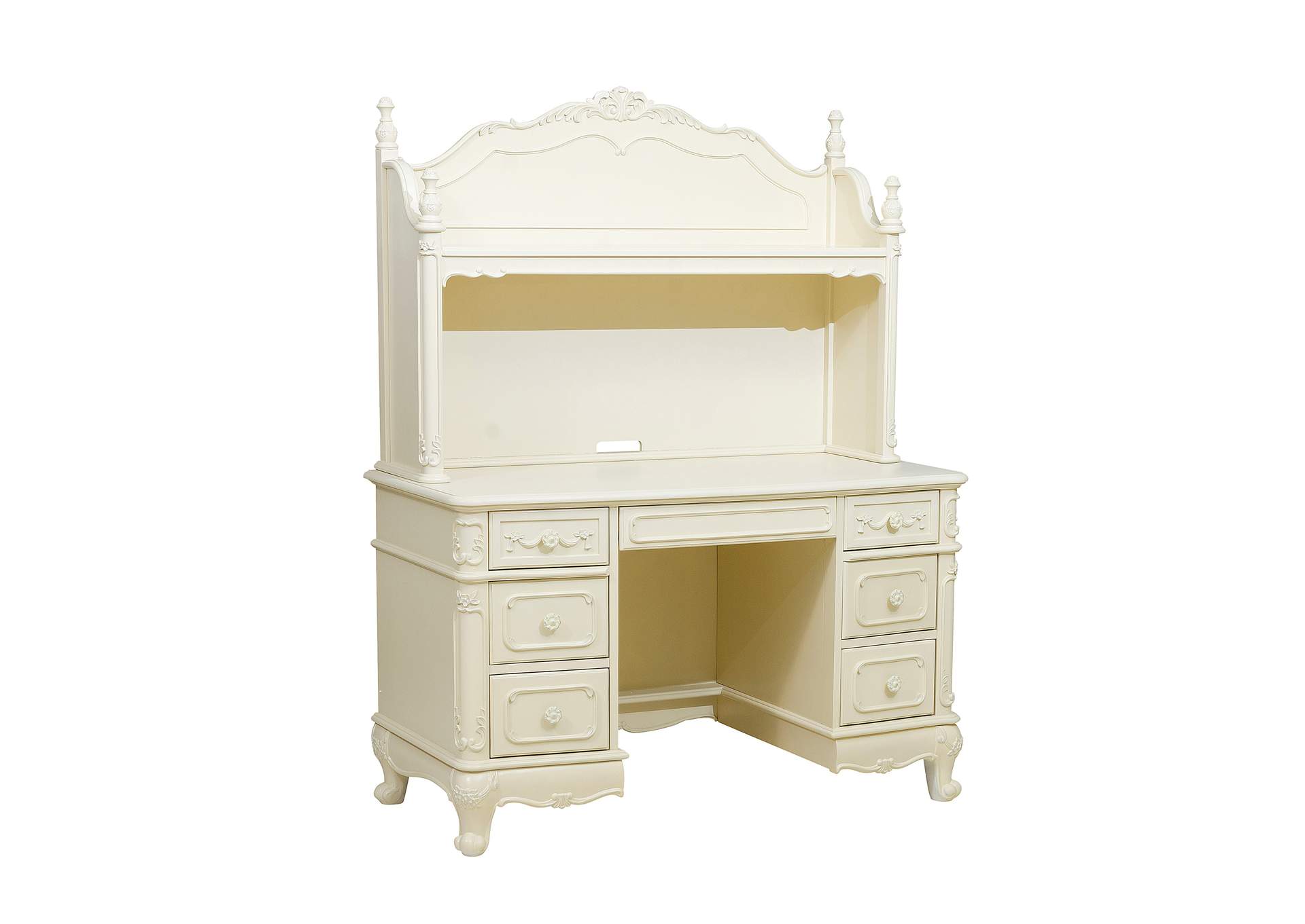 White Writing Desk With Hutch,Homelegance