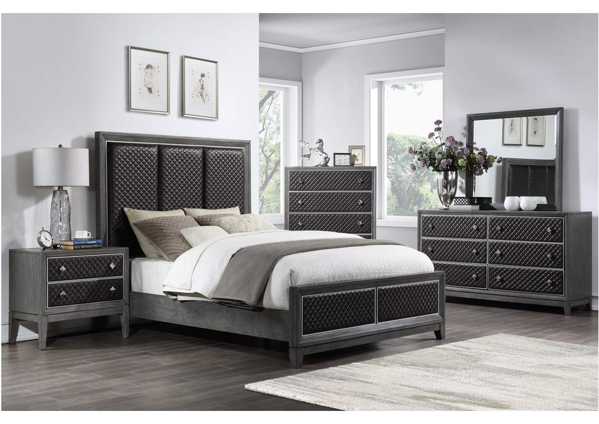 West End Gray 1566Gy Bedroom Set,Homelegance