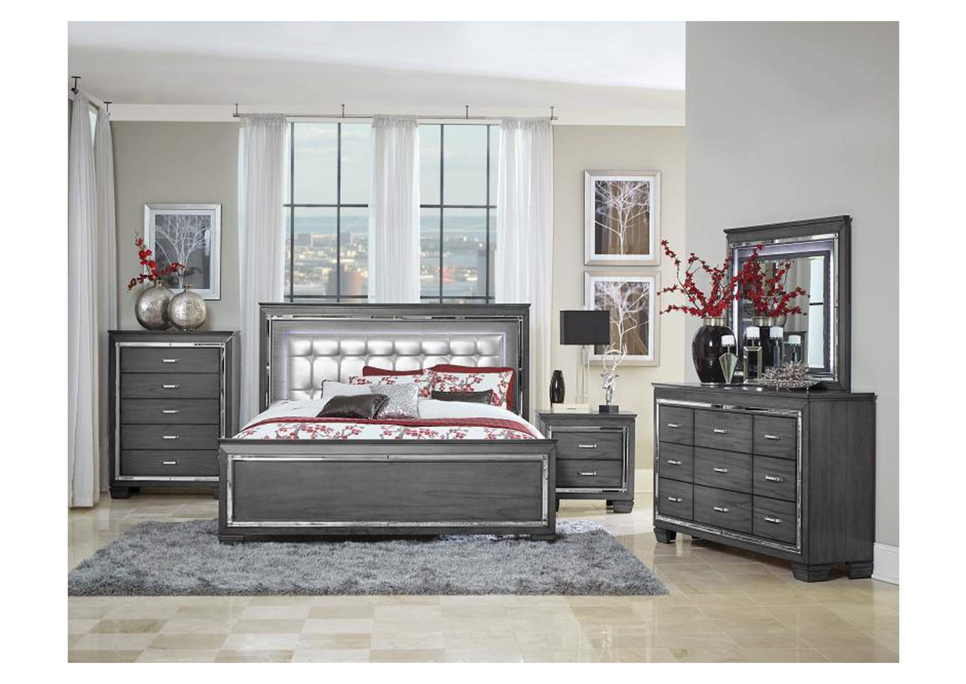 Allura Gray 1916Gy Bedroom Set,Homelegance