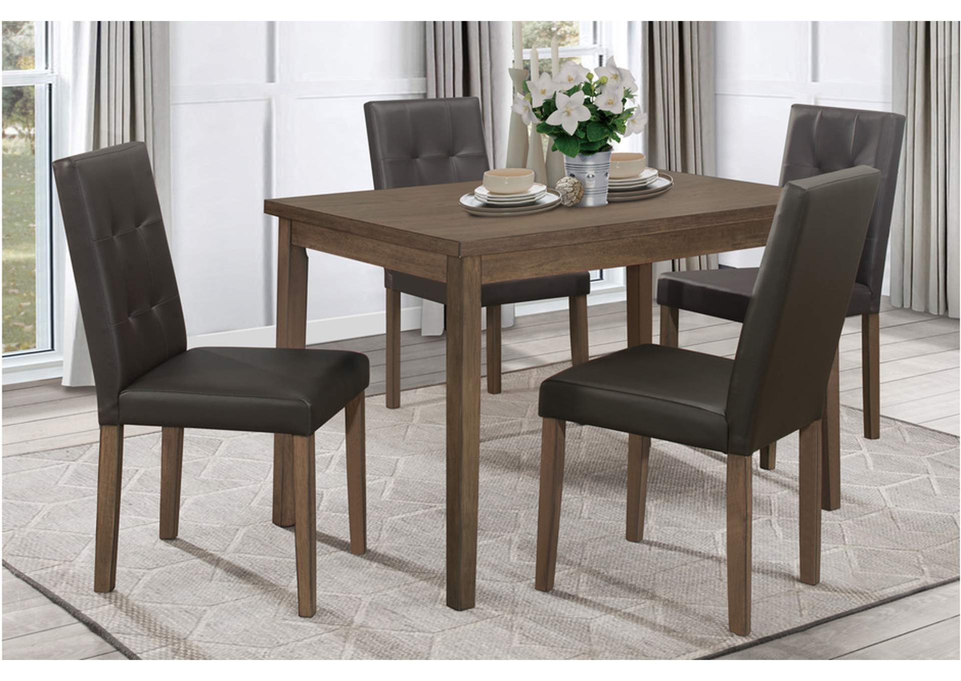 Ahmet Brown 5039Br Dining Room Set,Homelegance