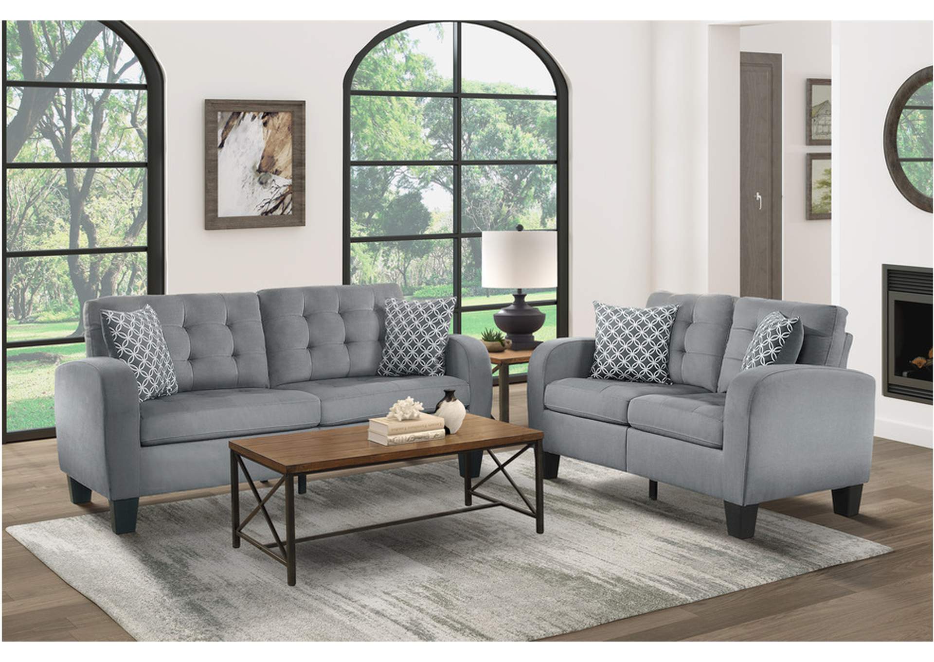 Sinclair 8202Gry Living Room Sofa Set,Homelegance
