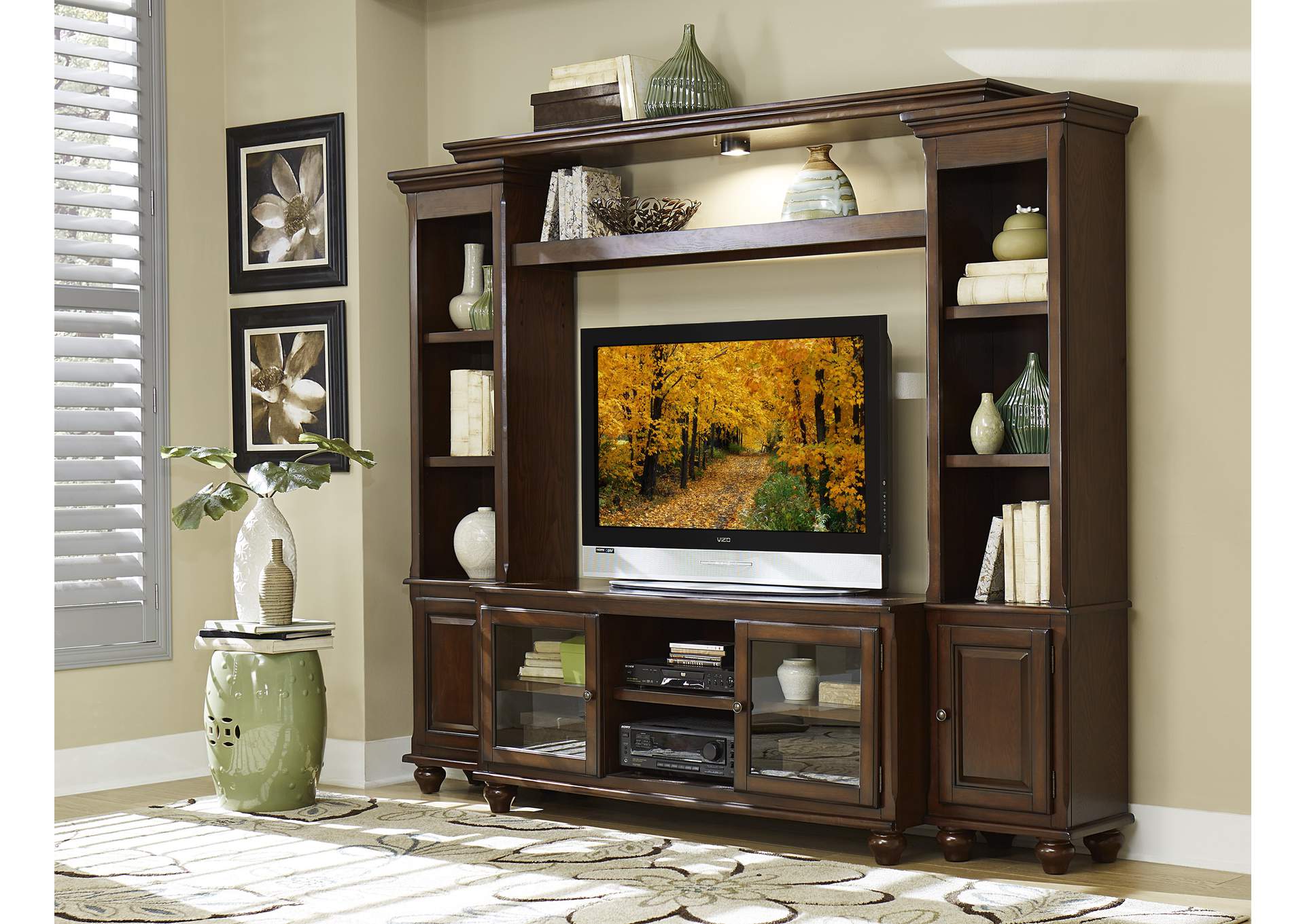 Lenore Brown 4-Piece Entertainment Set,Homelegance