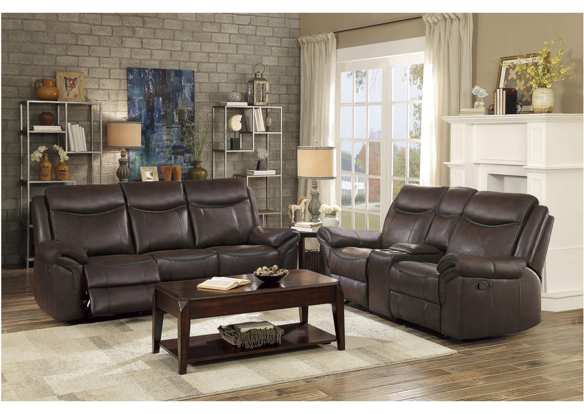 Aram Brown 8206 Living Room Sofa Set,Homelegance