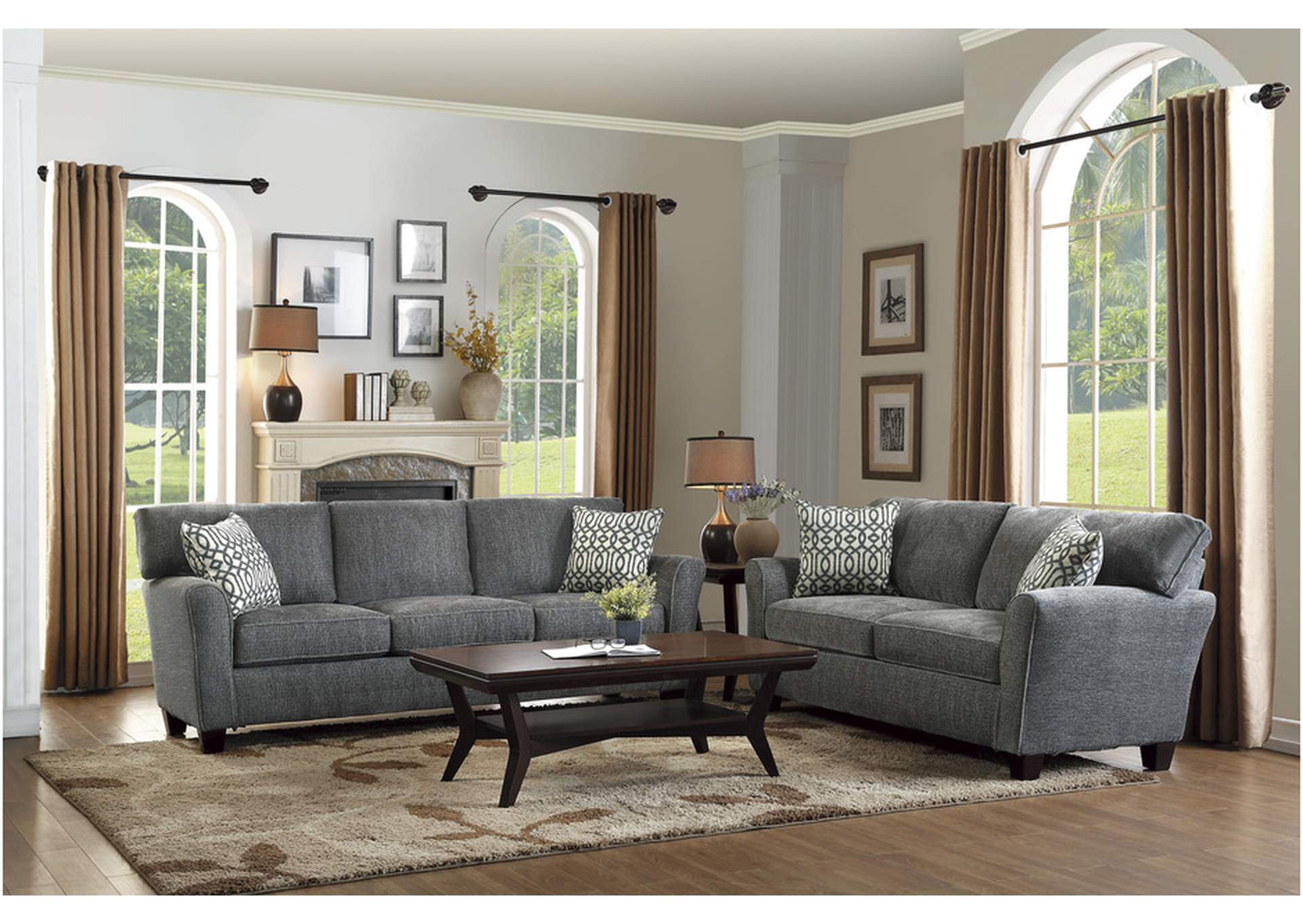 Alain Gray 8225Ngy Living Room Sofa Set,Homelegance