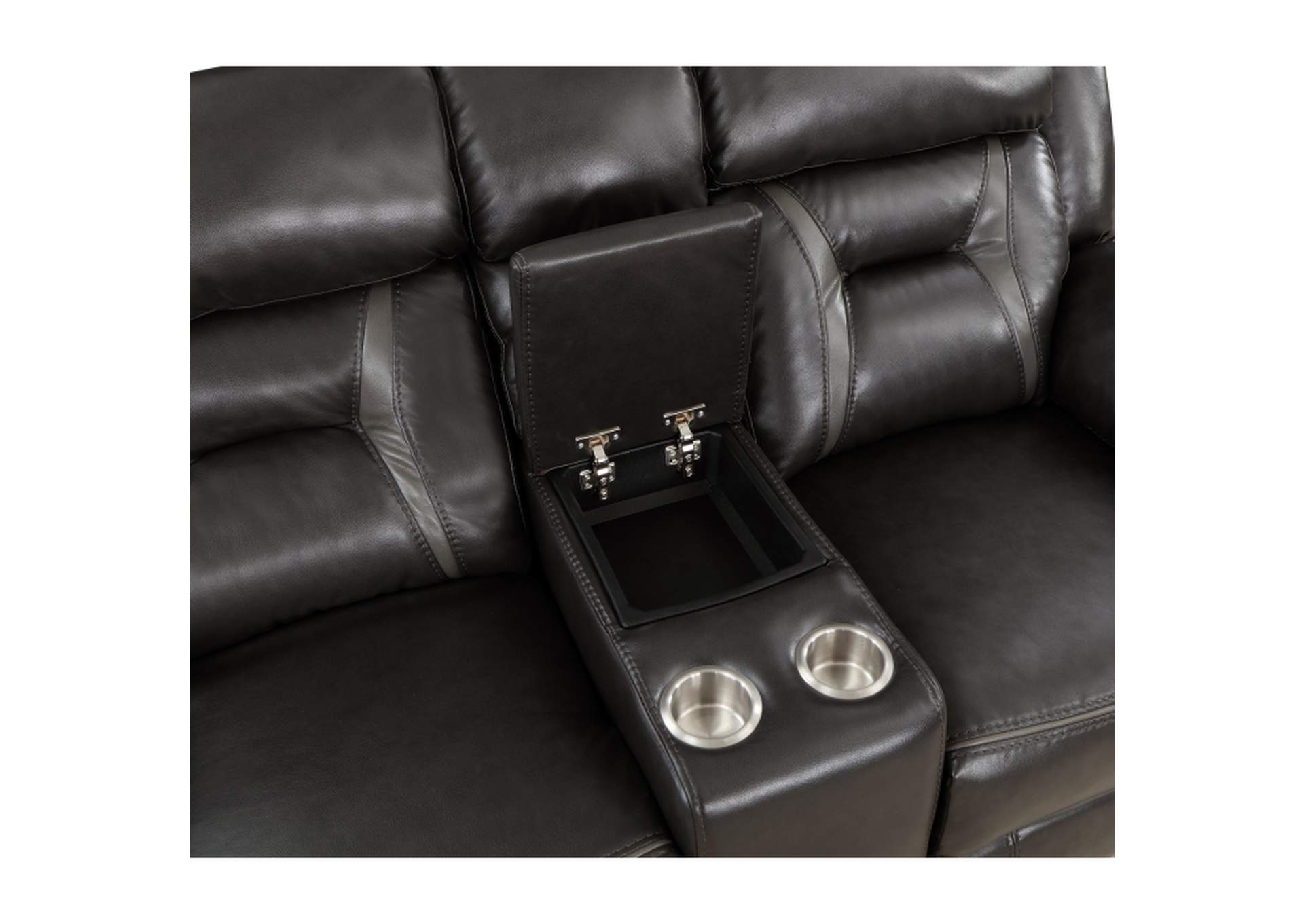 Amite Power Double Reclining Love Seat with Center Console,Homelegance