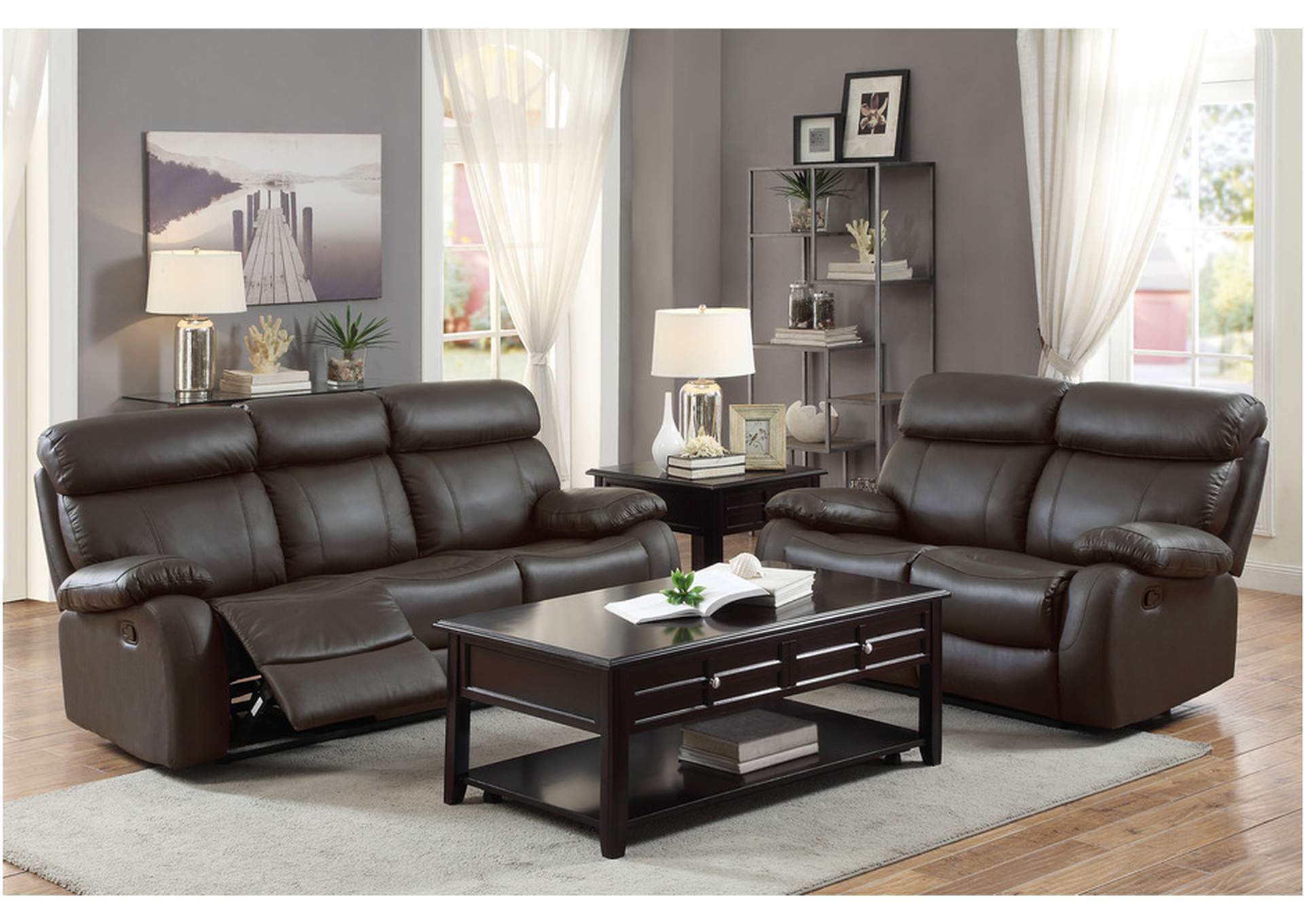 Pendu Brown 8326 Living Room Sofa Set,Homelegance