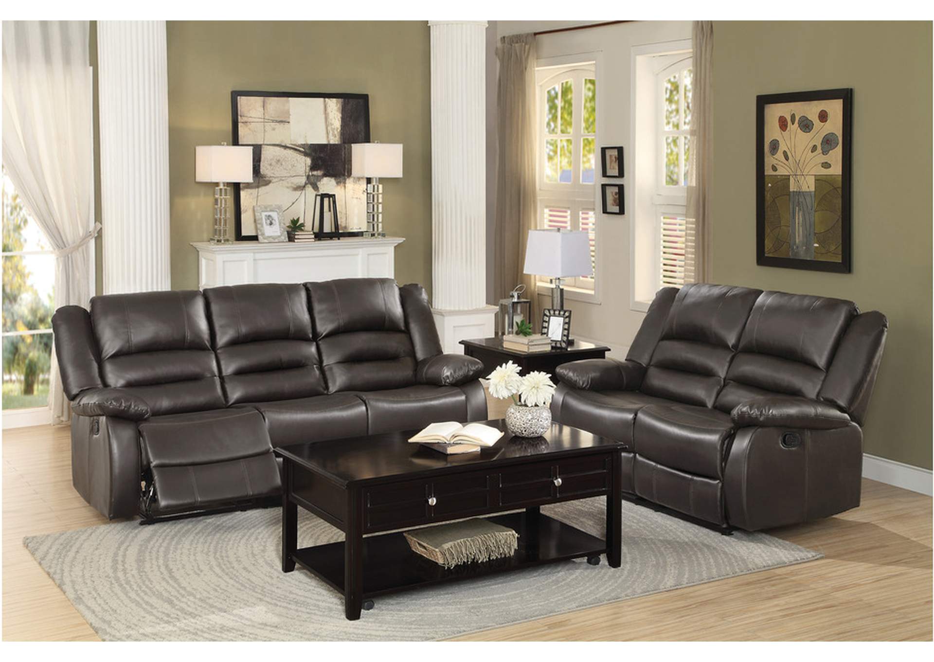 Jarita Brown 8329 Living Room Sofa Set,Homelegance