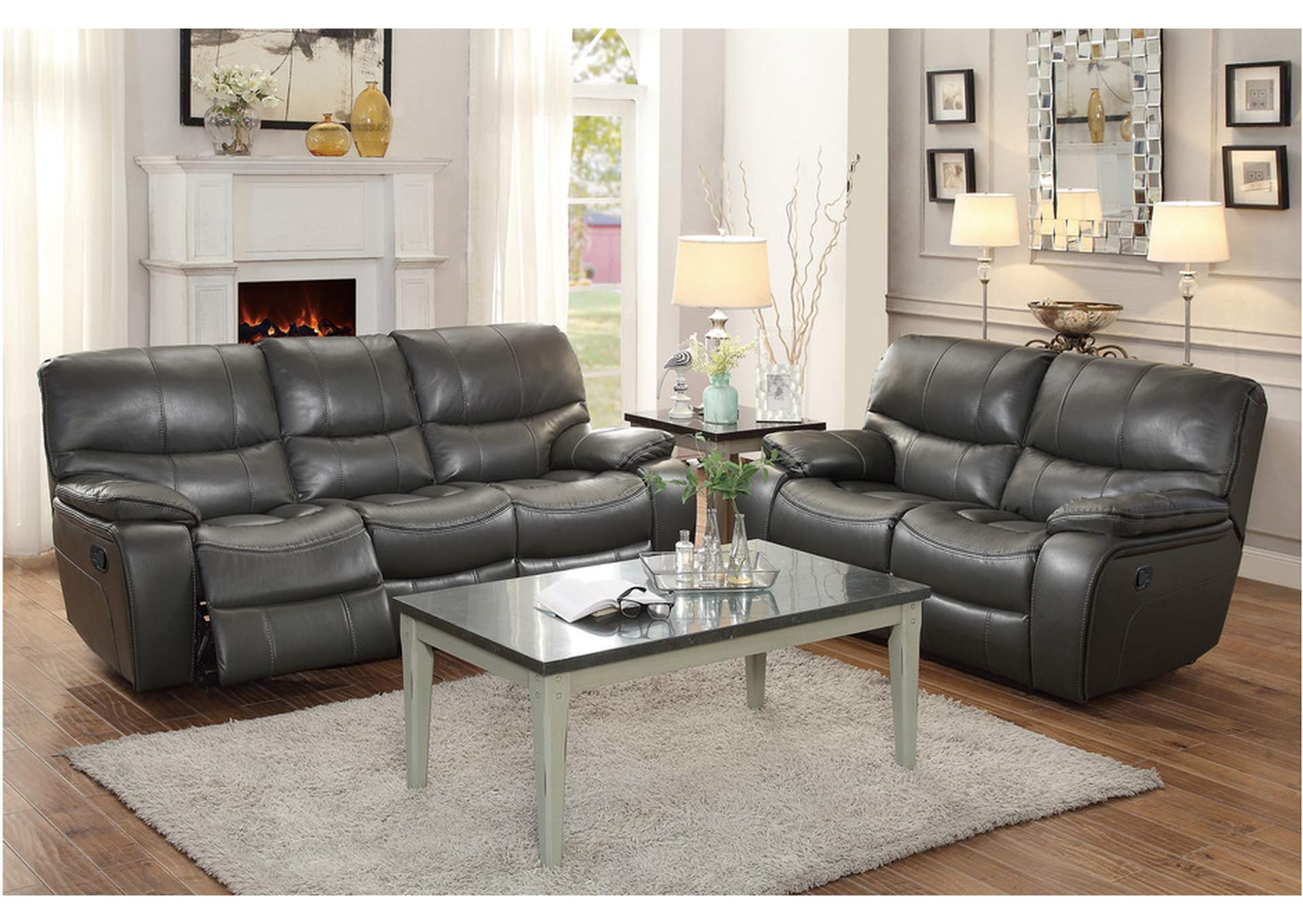 Pecos 8480Gry Living Room Sofa Set,Homelegance