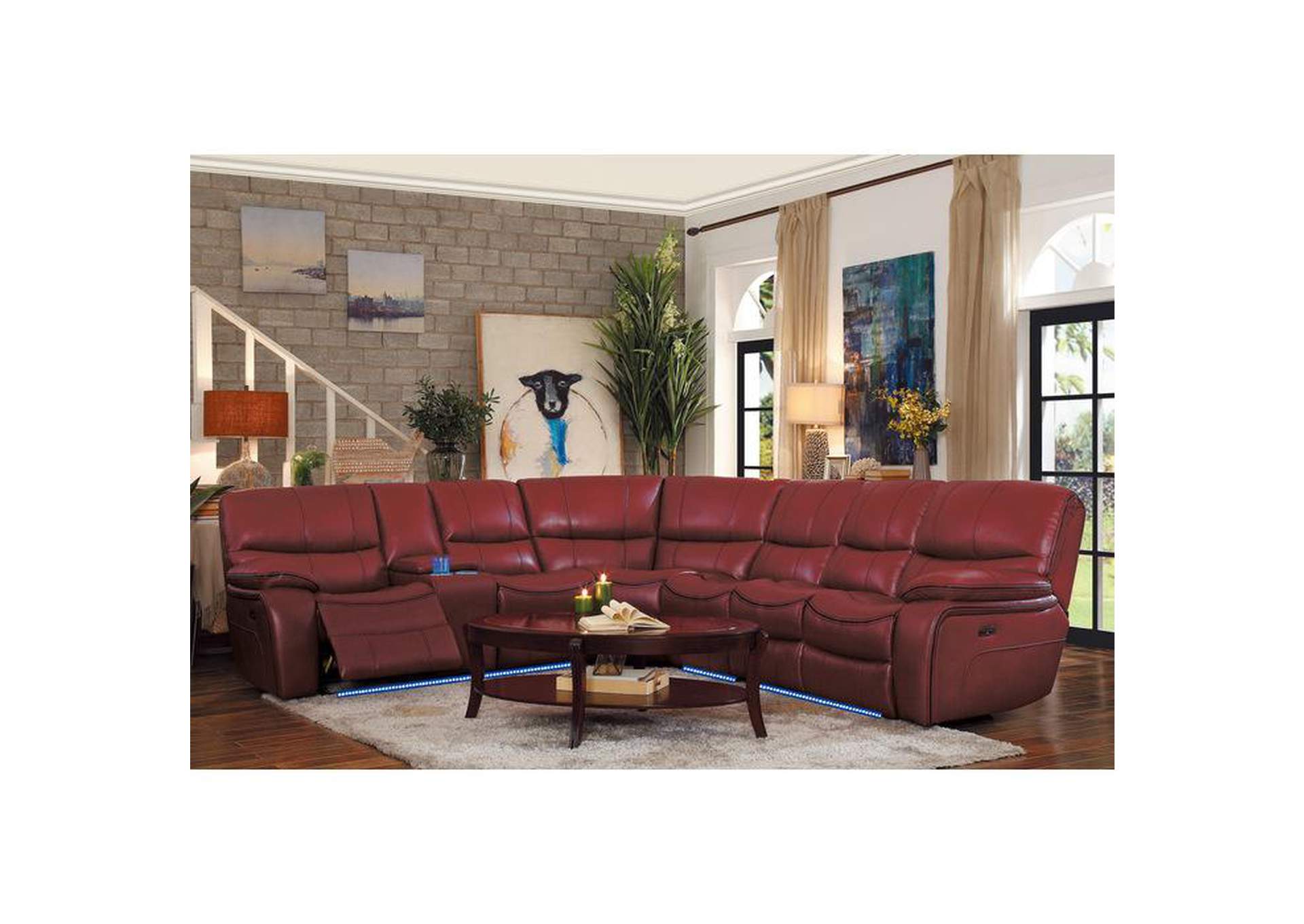 Pecos 8480Red-Sc Living Room Sofa Set,Homelegance