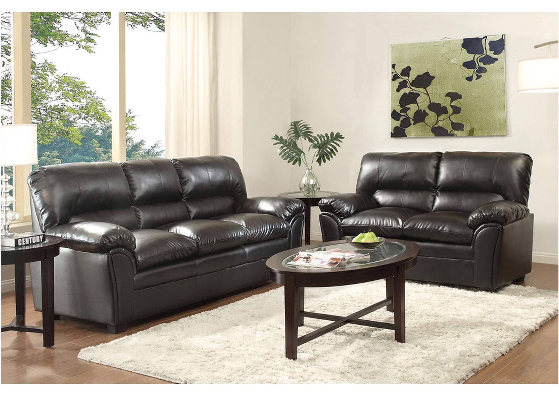 Talon Black 8511Bk Living Room Sofa Set,Homelegance