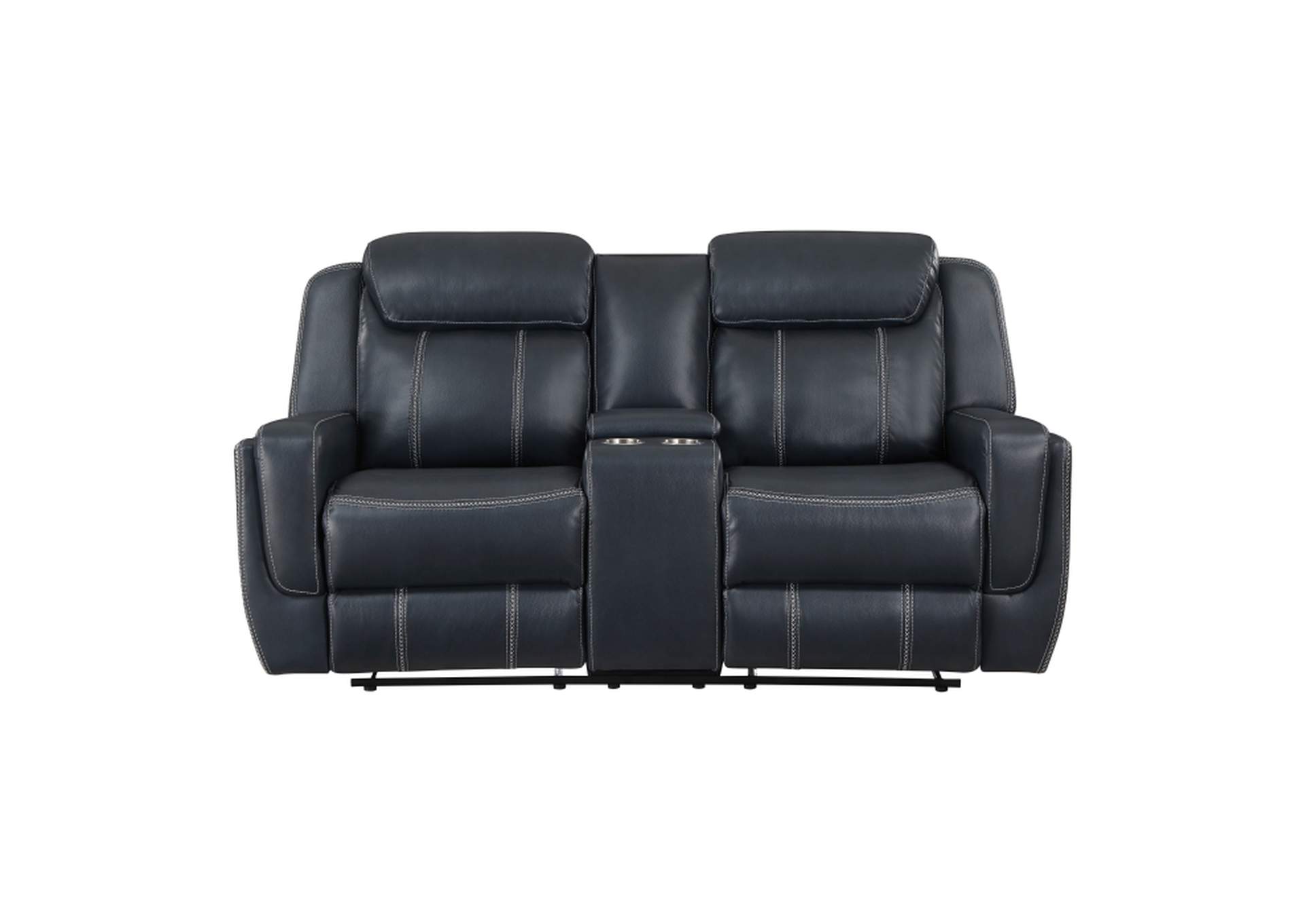 Littleton Double Reclining Love Seat with Center Console, Receptacles and USB Ports,Homelegance