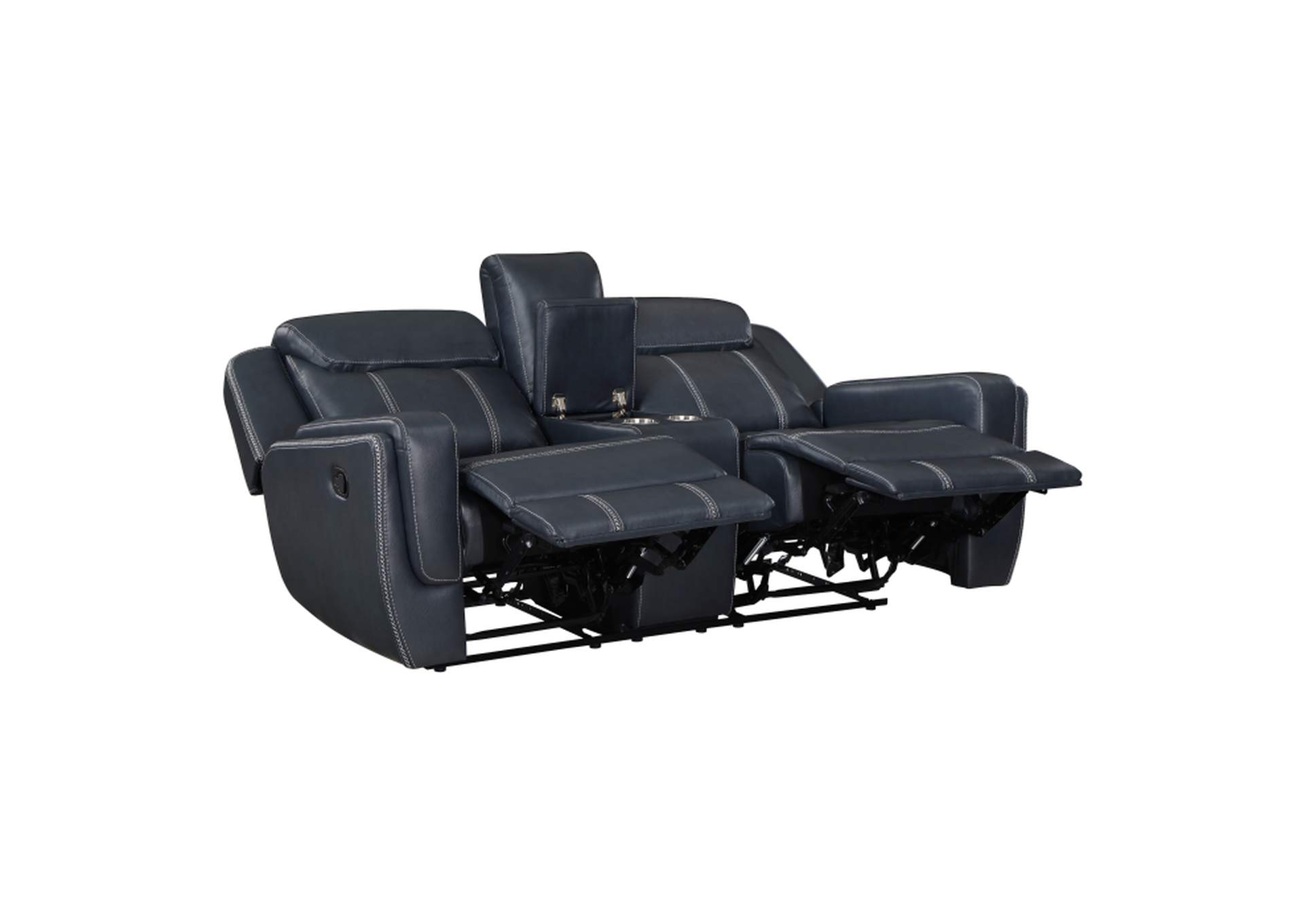 Littleton Double Reclining Love Seat with Center Console, Receptacles and USB Ports,Homelegance