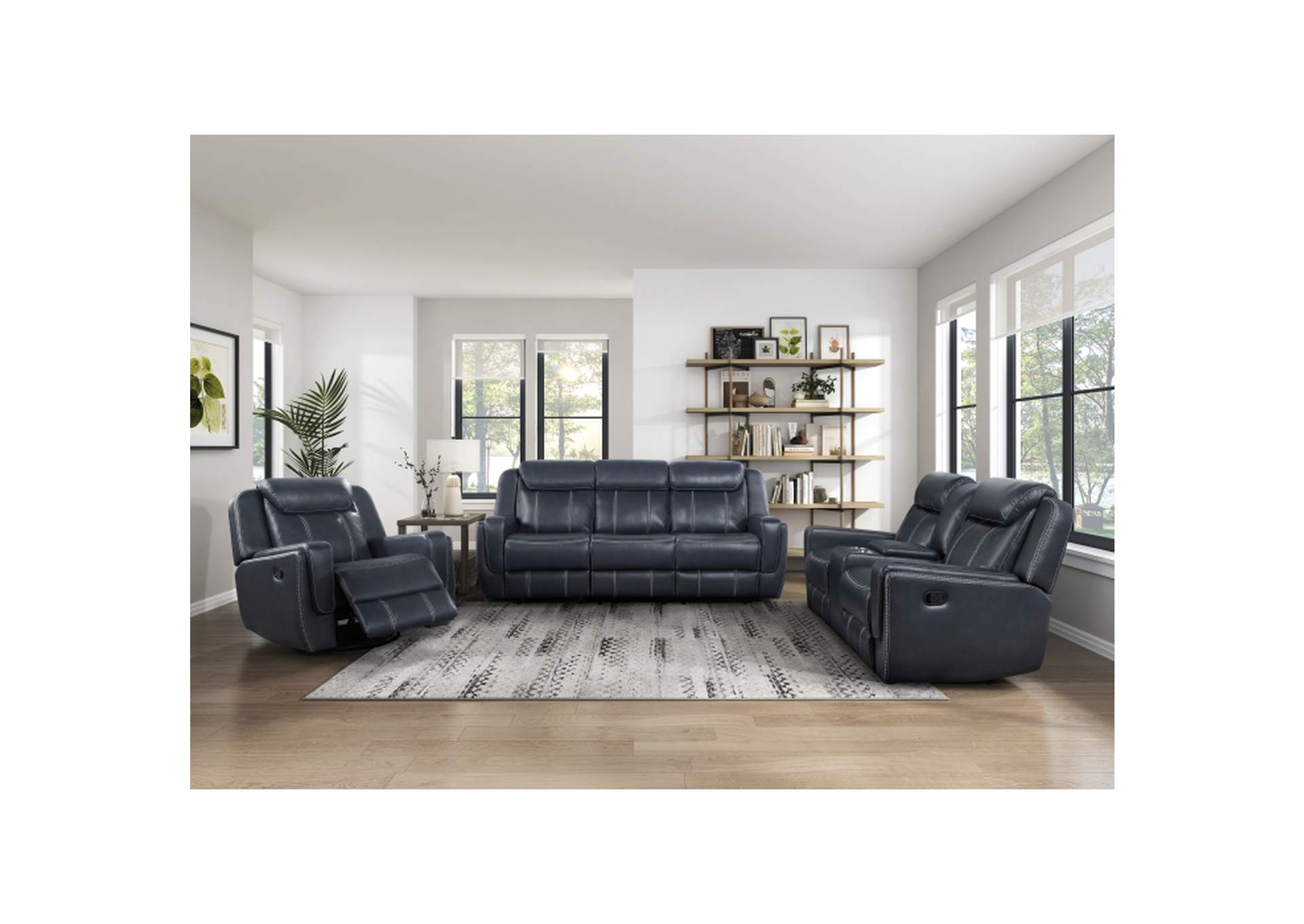 Littleton Double Reclining Love Seat with Center Console, Receptacles and USB Ports,Homelegance