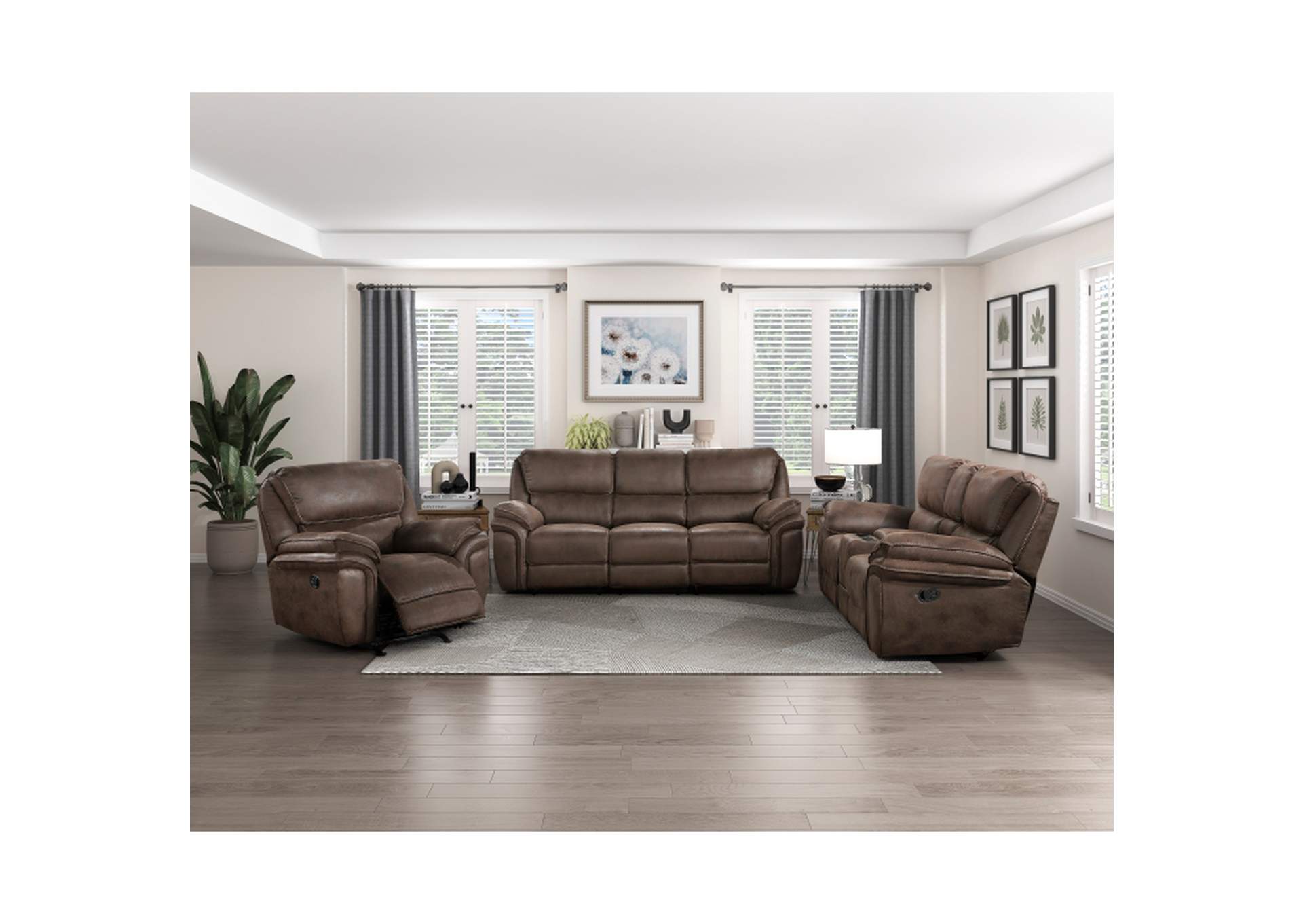 Proctor Double Reclining Love Seat with Center Console,Homelegance