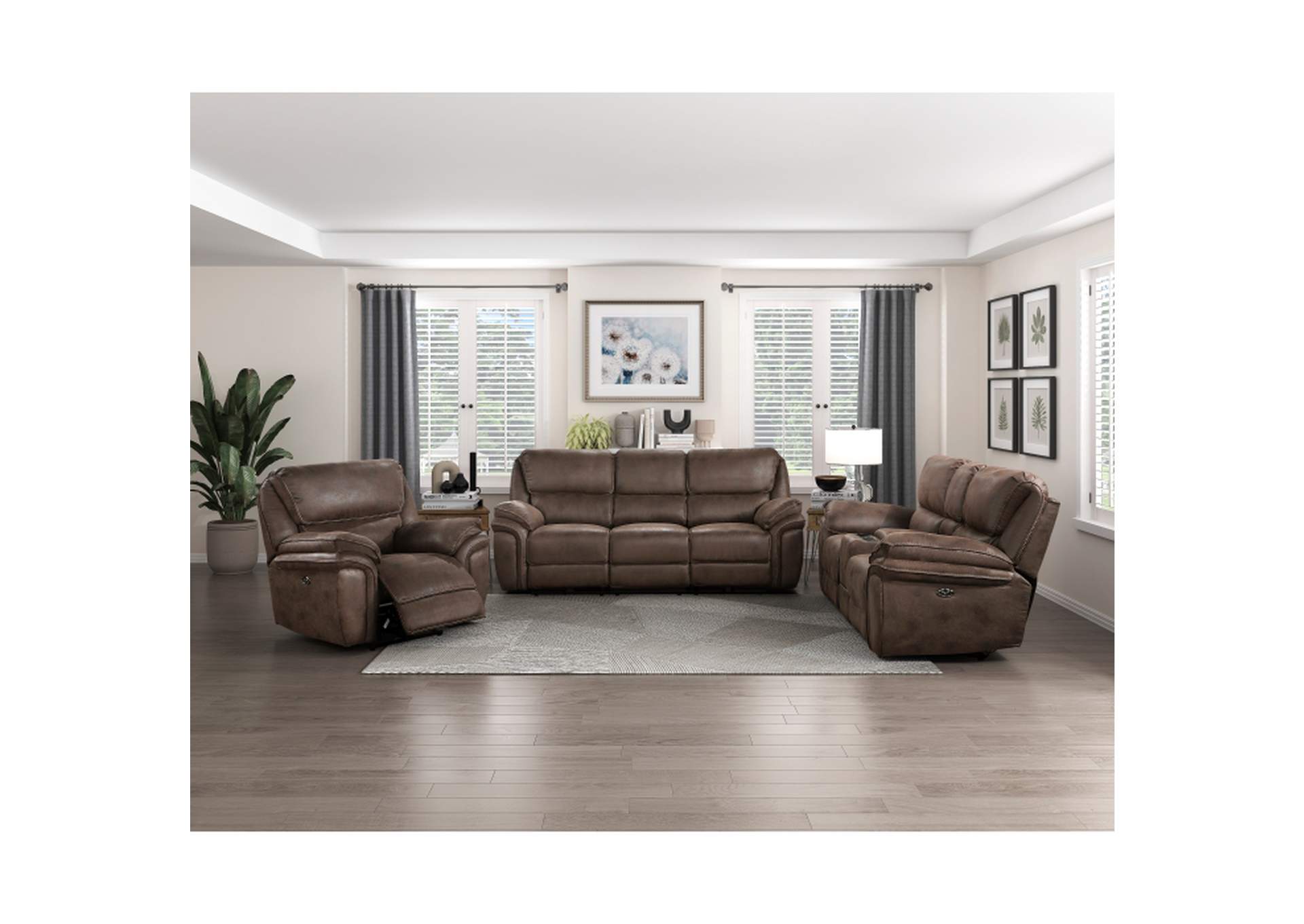 Proctor Power Double Reclining Love Seat with Center Console,Homelegance