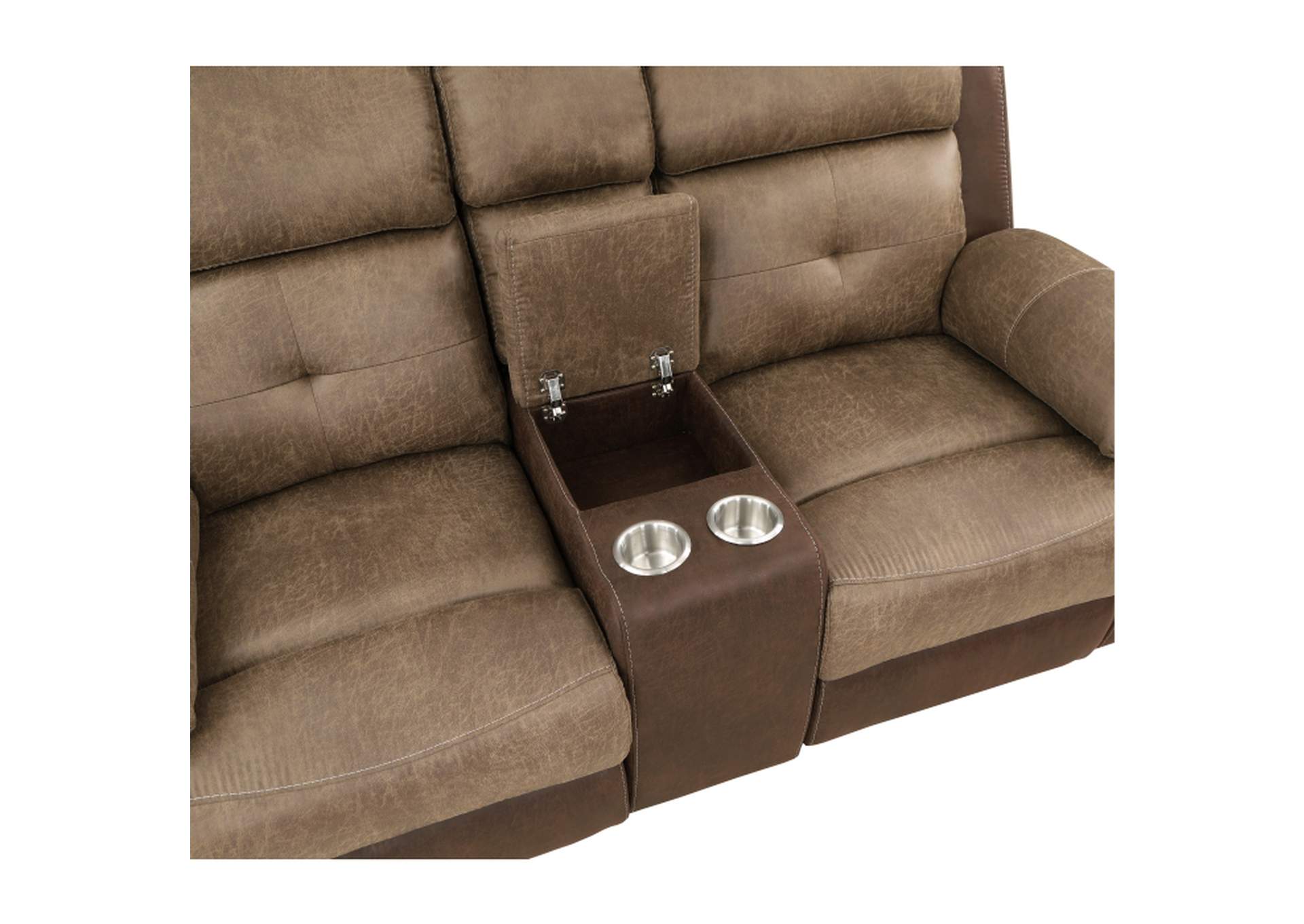 Glendale Double Glider Reclining Love Seat with Center Console,Homelegance