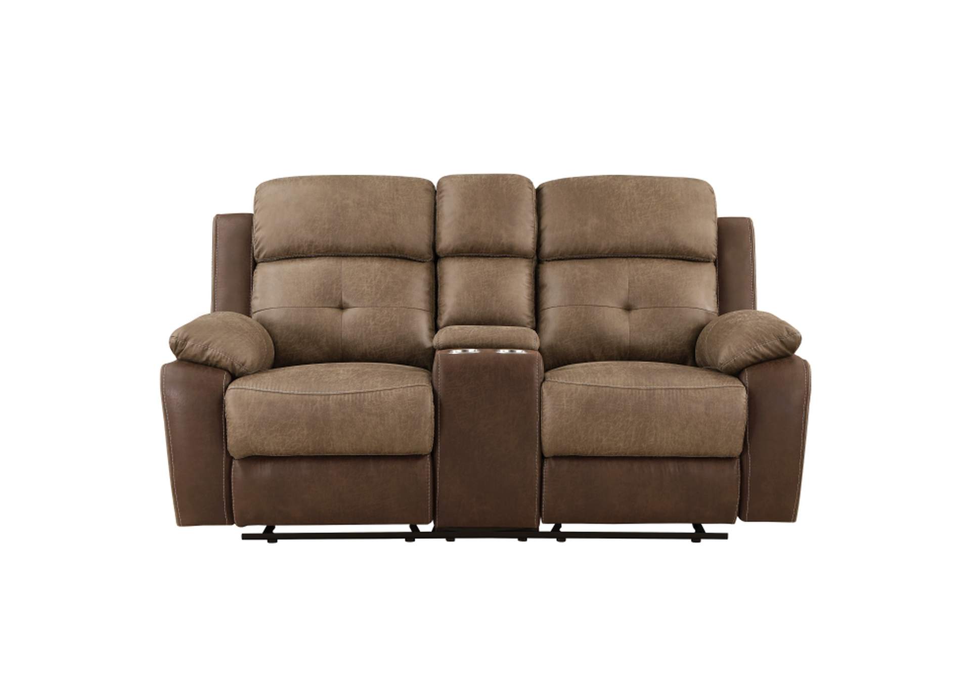 Glendale Double Glider Reclining Love Seat with Center Console,Homelegance