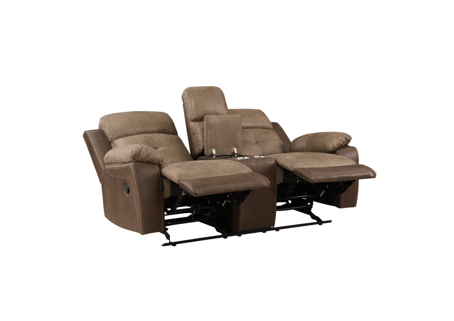 Glendale Double Glider Reclining Love Seat with Center Console,Homelegance