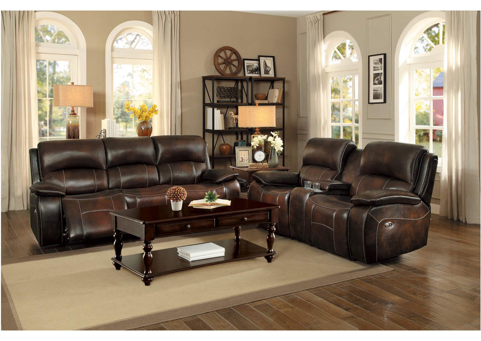 Mahala Brown 8200 Living Room Sofa Set,Homelegance