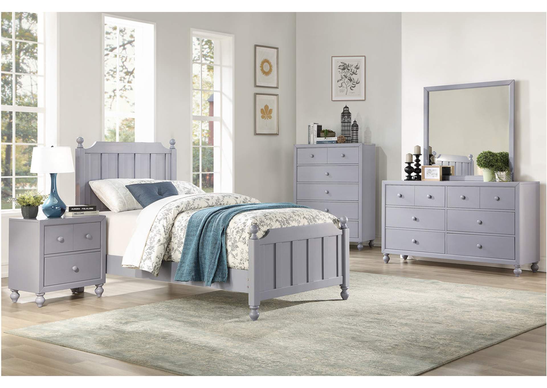 Wellsummer Gray 1803Gyt Youth Bedroom Set,Homelegance