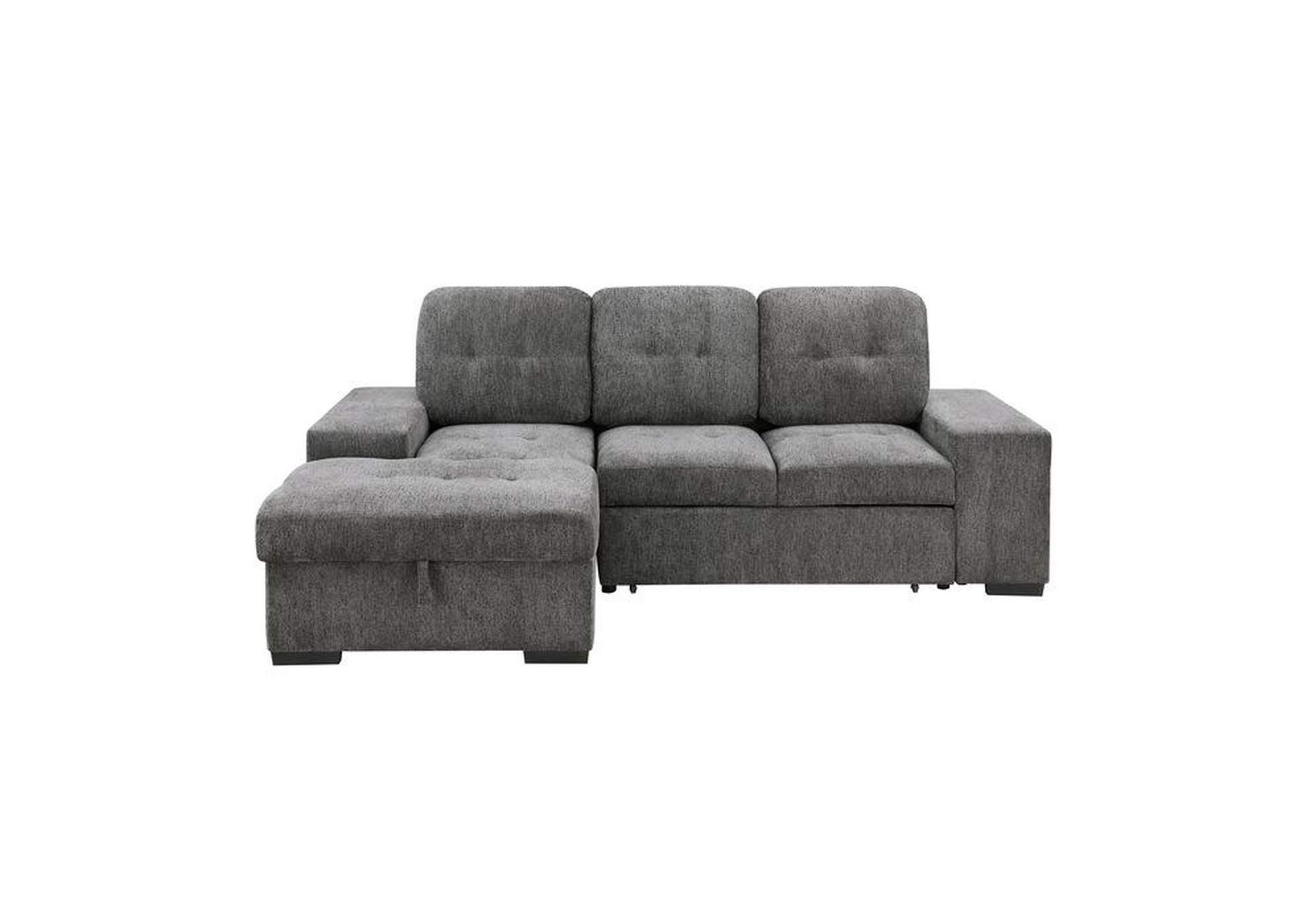 Dadeville 2-Piece Sectional With Pull-Out Bed, Stools And Left Chaise With Hidden Storage,Homelegance