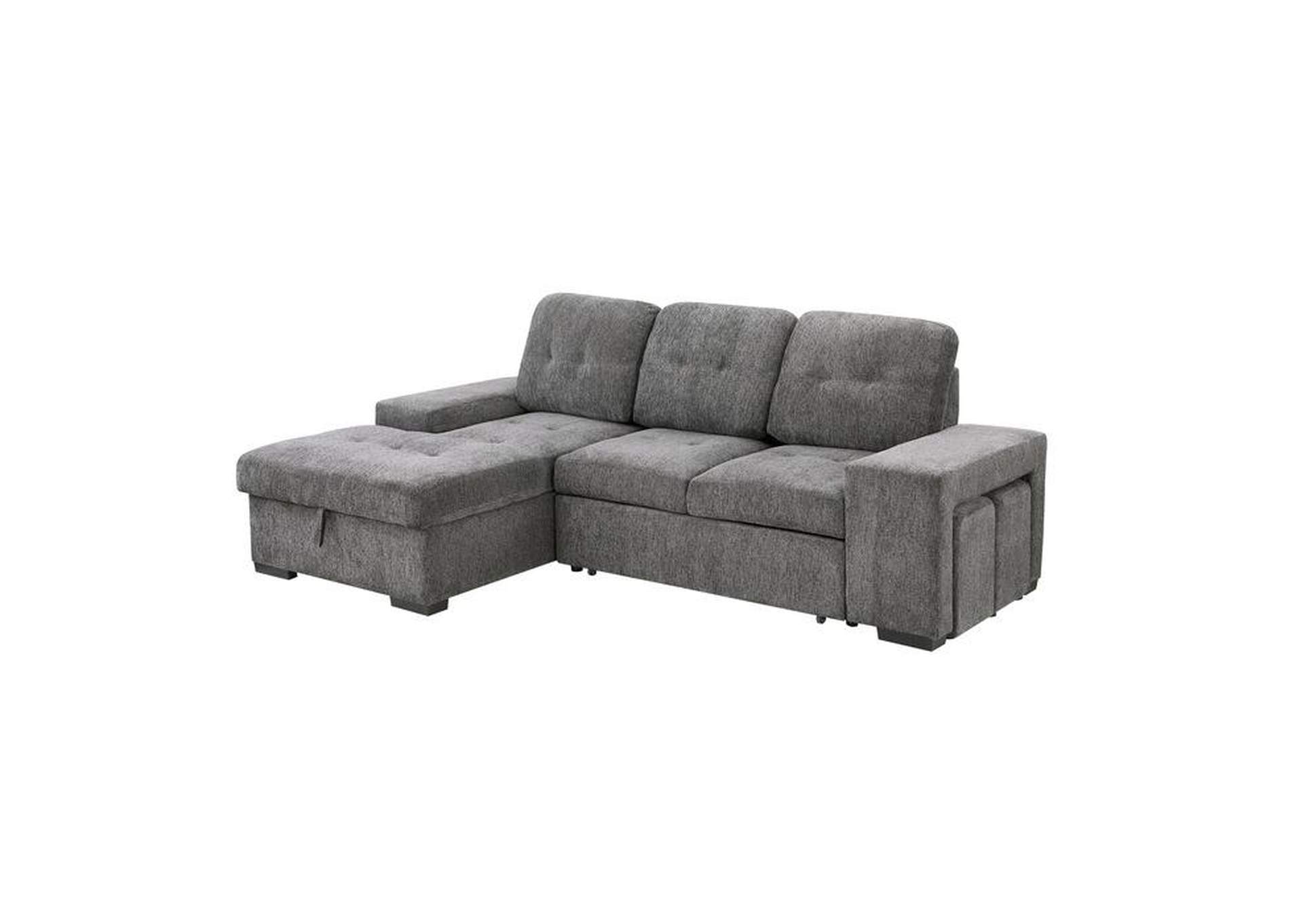 Dadeville 2-Piece Sectional With Pull-Out Bed, Stools And Left Chaise With Hidden Storage,Homelegance