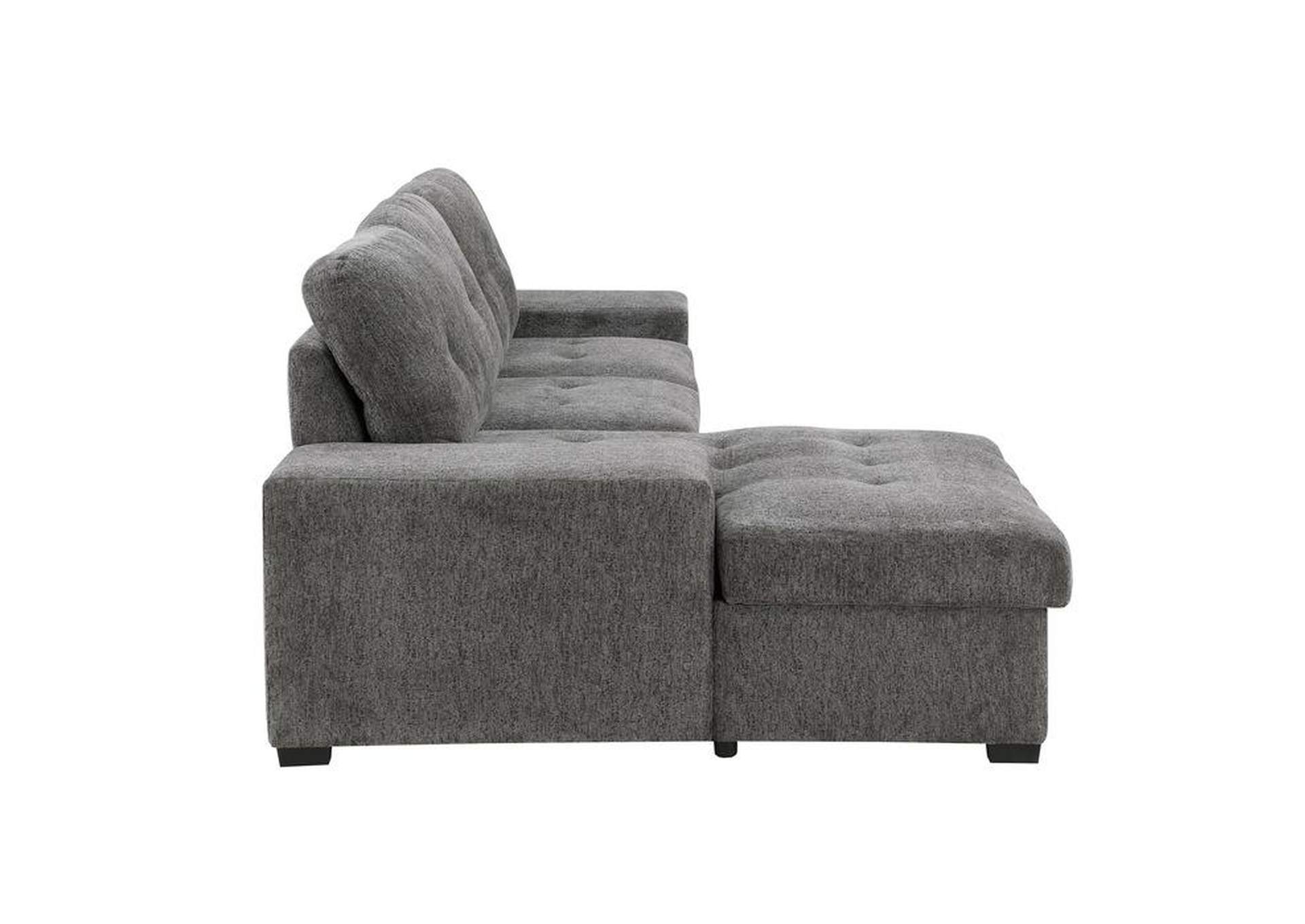 Dadeville 2-Piece Sectional With Pull-Out Bed, Stools And Left Chaise With Hidden Storage,Homelegance