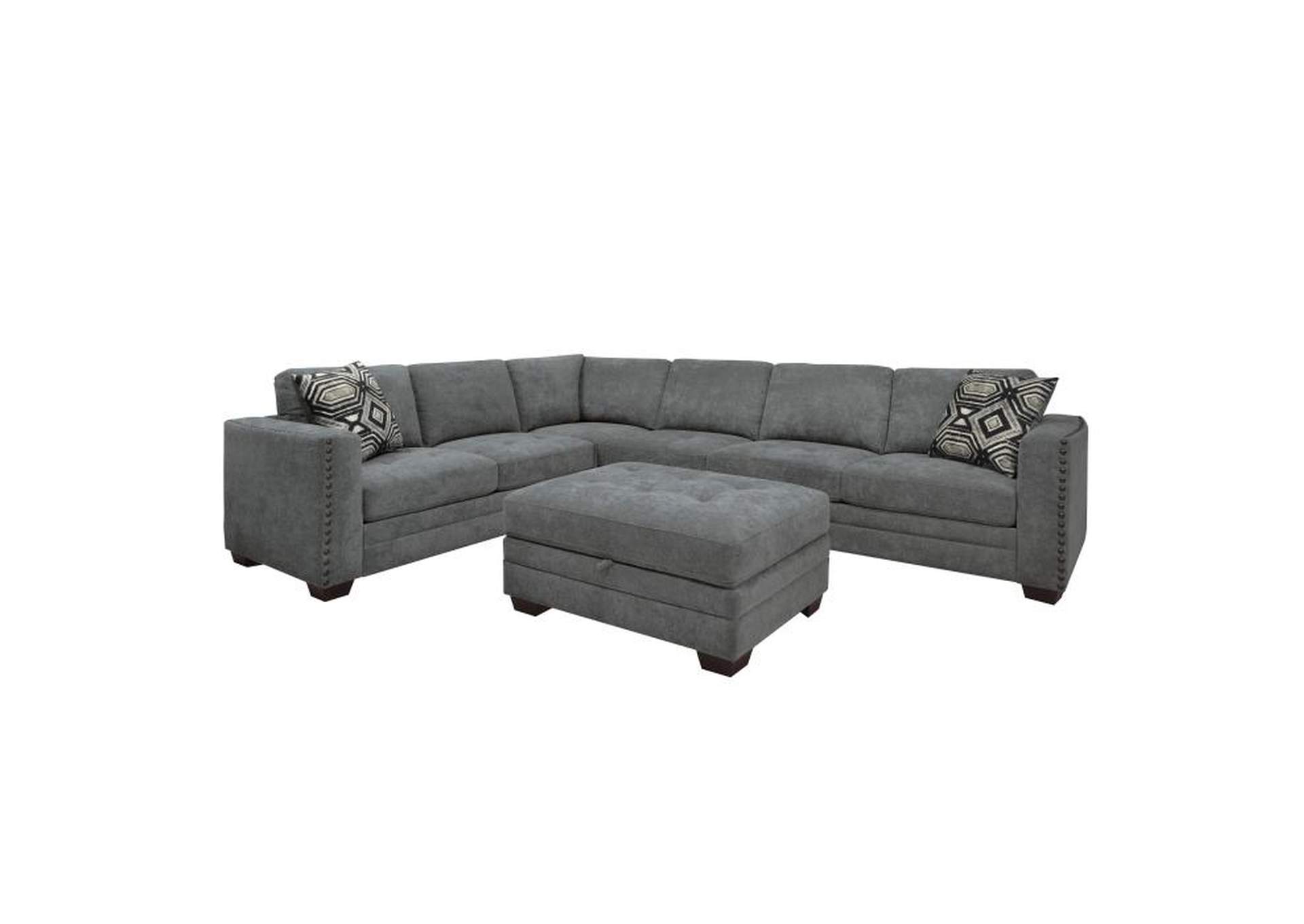 Sidney 3-Piece Sectional With Storage Ottoman And Usb Ports,Homelegance