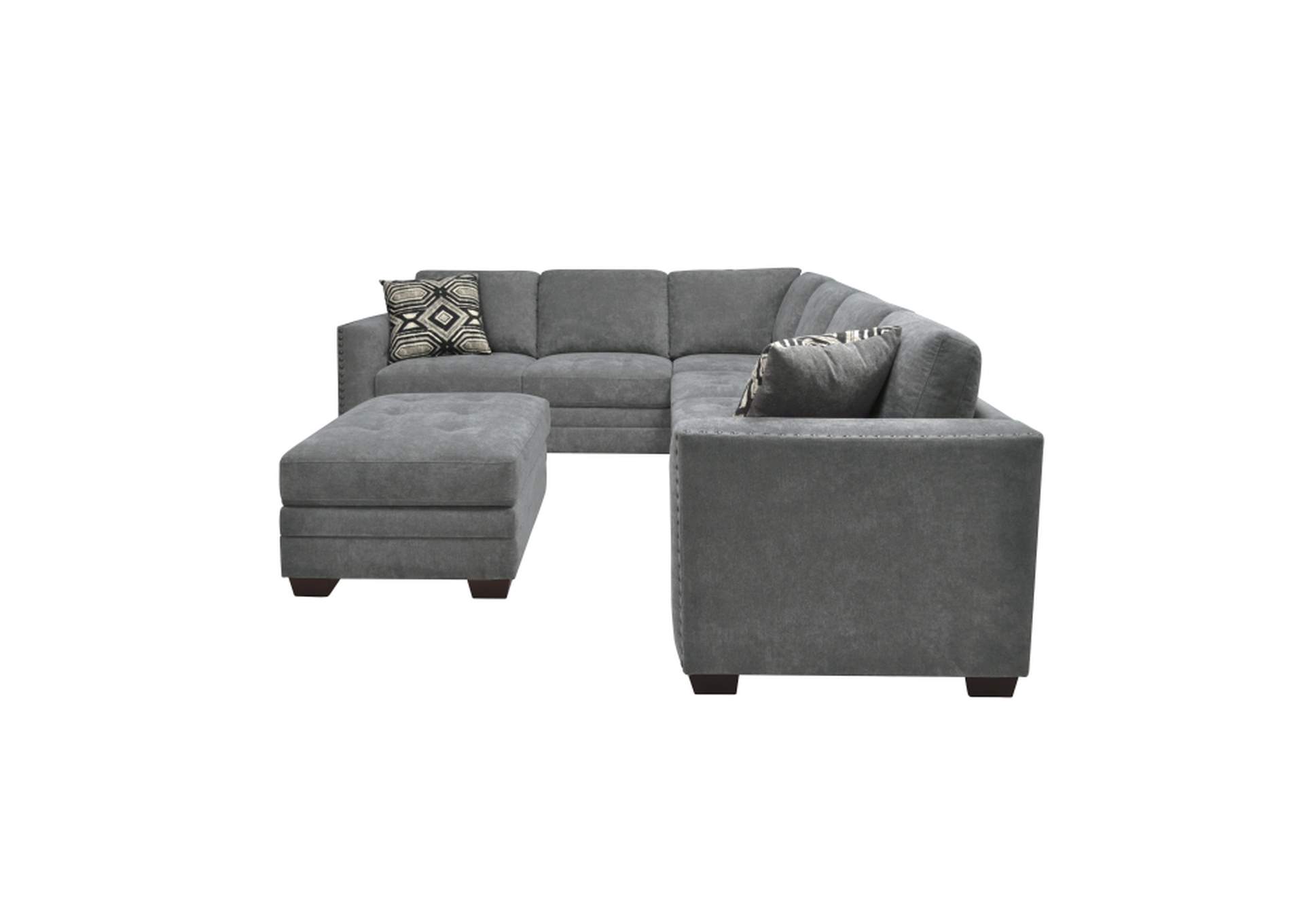 Sidney 3-Piece Sectional With Storage Ottoman And Usb Ports,Homelegance