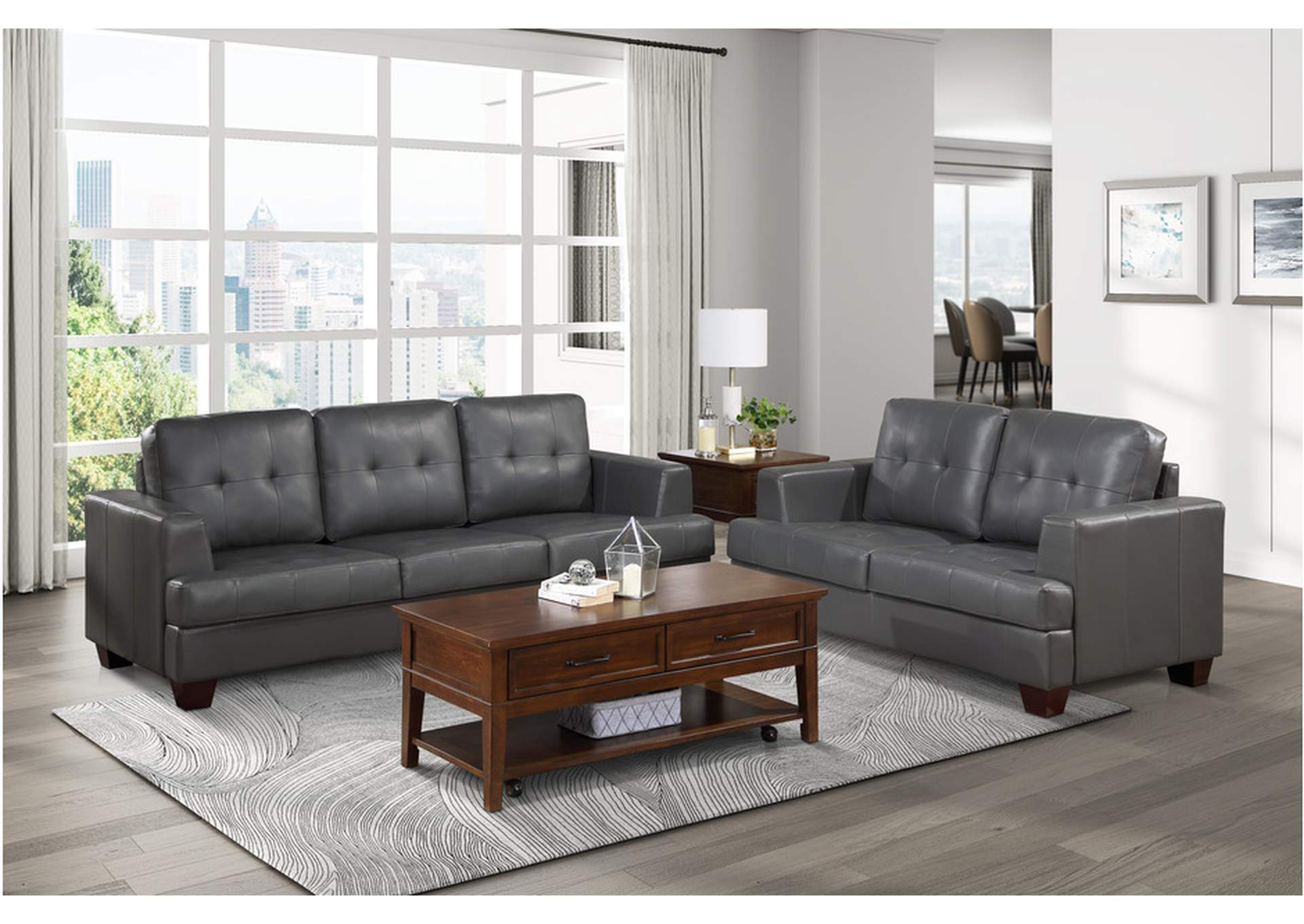 Hinsall Gray 9309Gy Living Room Sofa Set,Homelegance