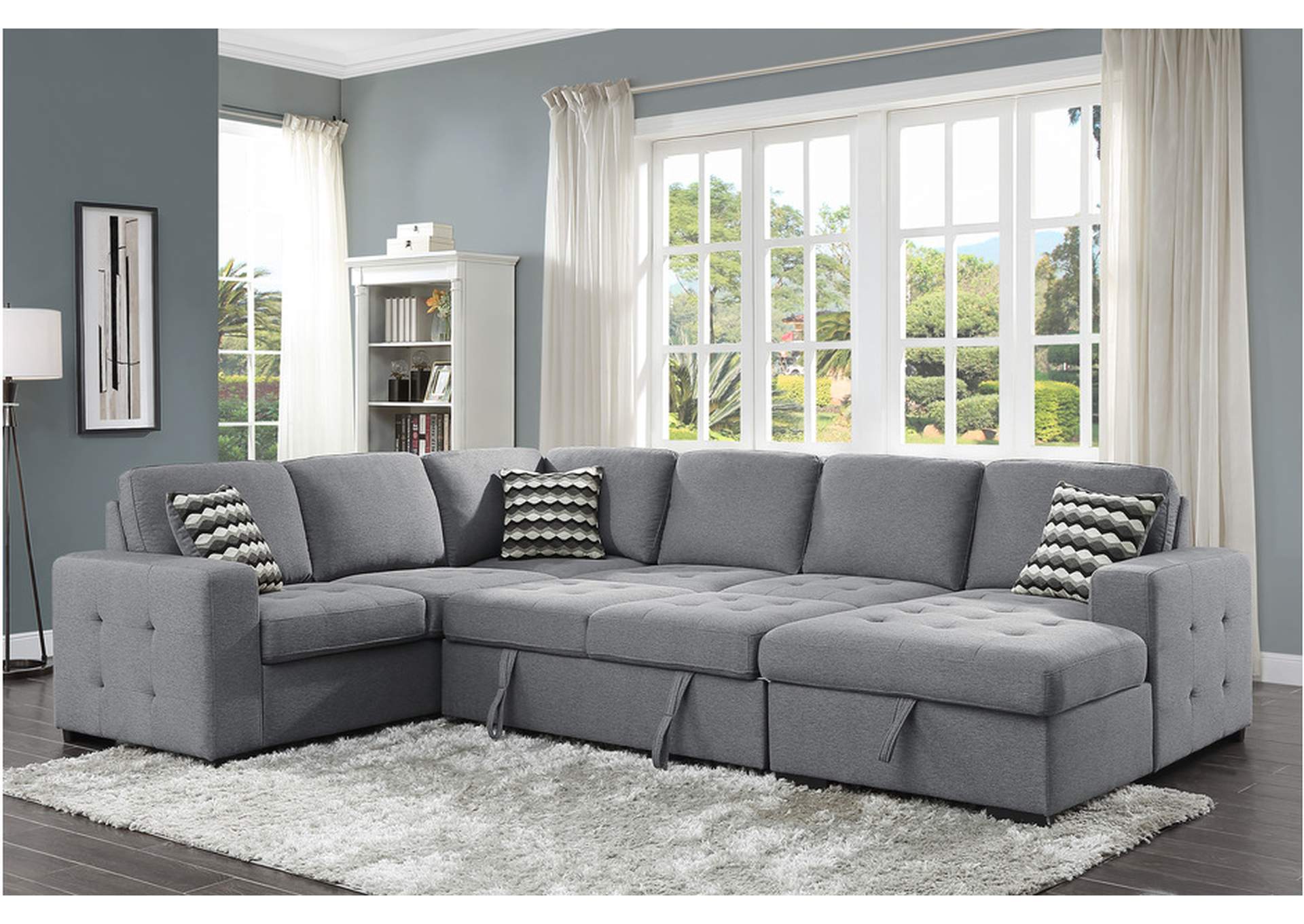 Solomon Gray 9313Gy Living Room Sofa Set,Homelegance