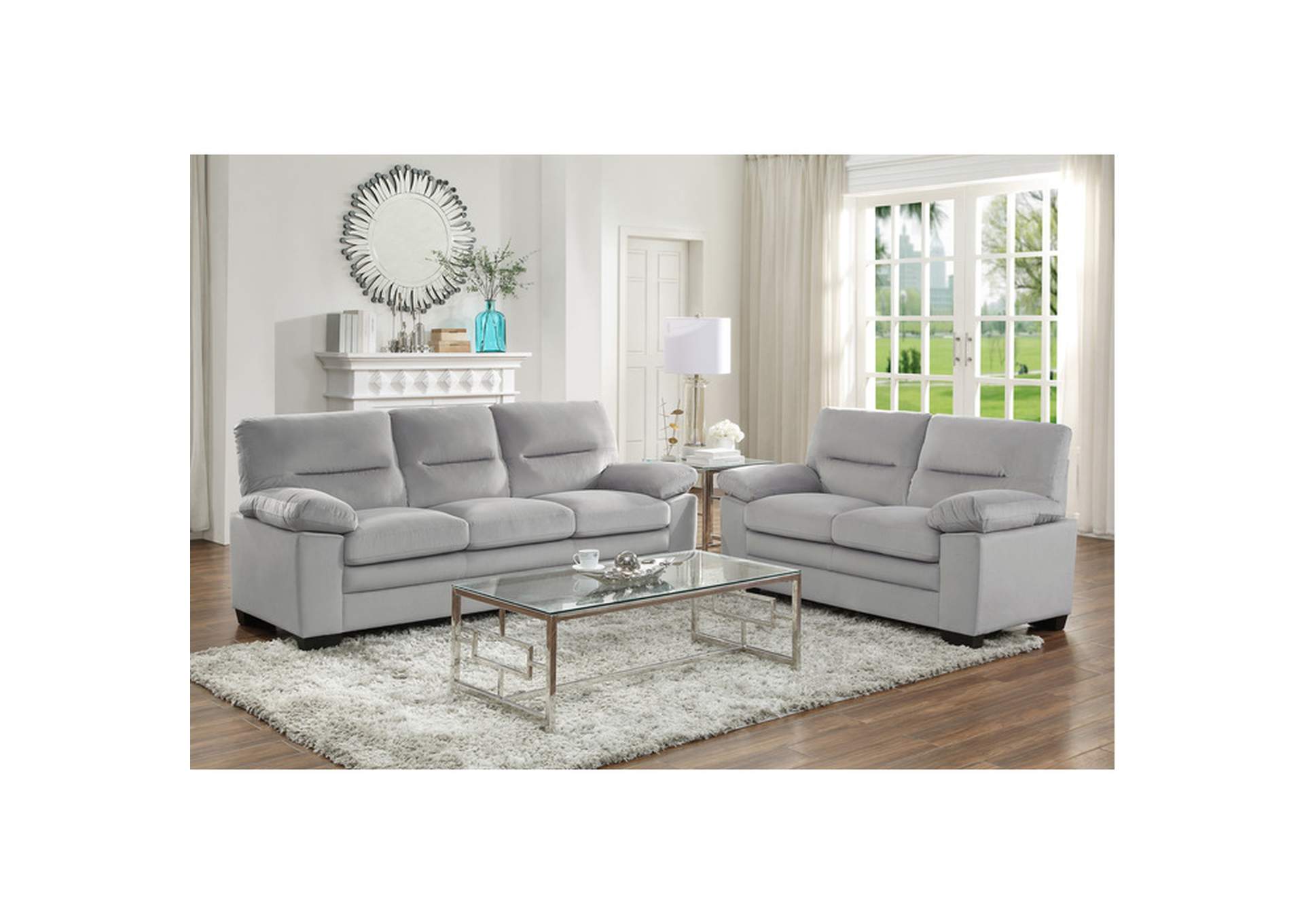 Keighly Gray 9328Gy Living Room Sofa Set,Homelegance