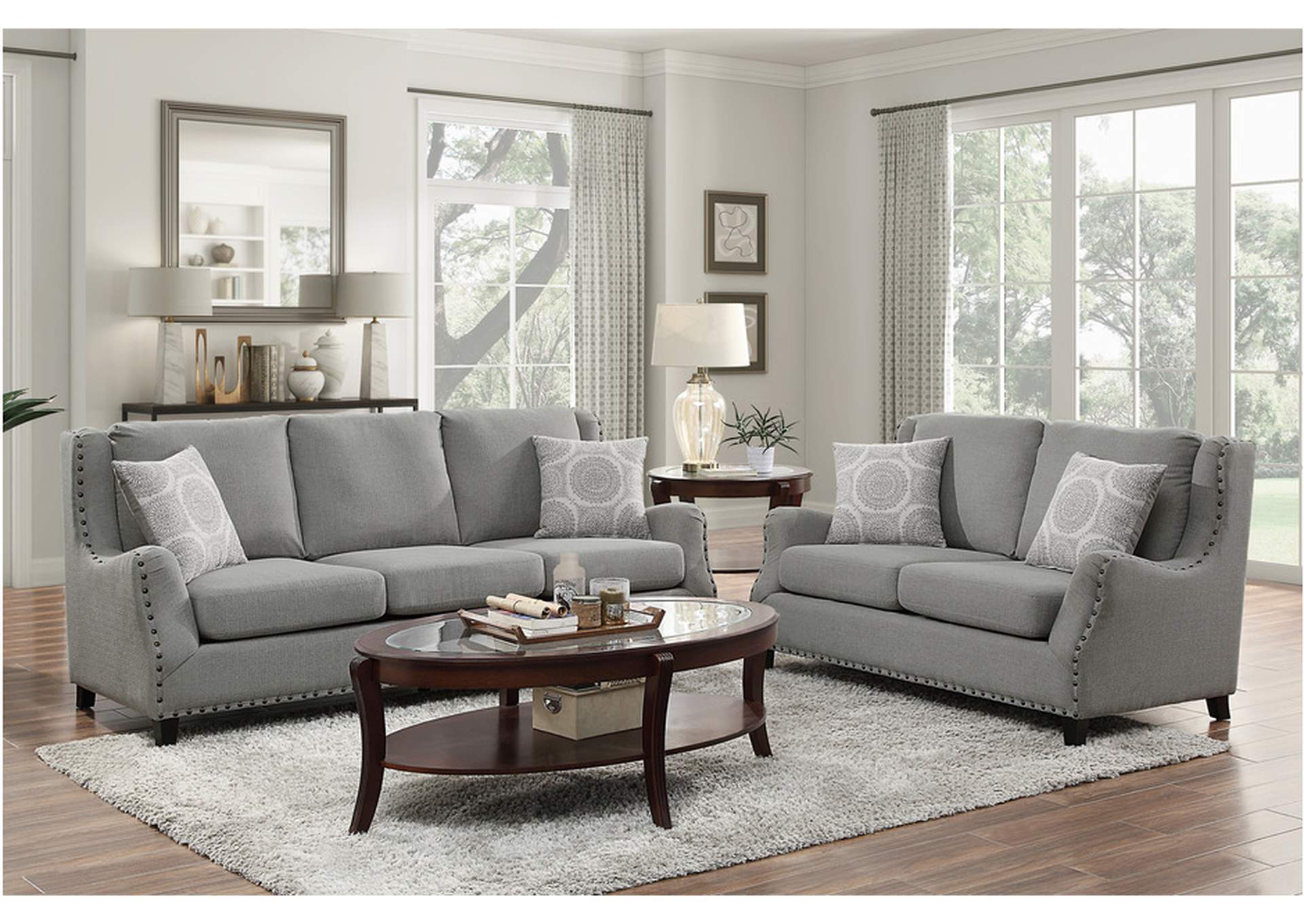 Halton Gray 9339Gy Living Room Sofa Set,Homelegance