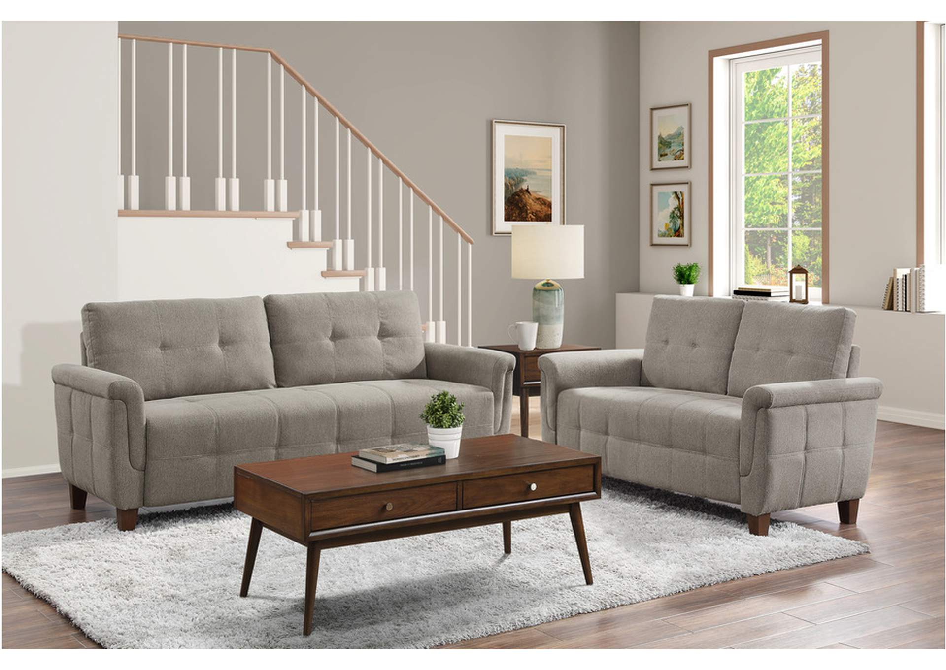 Olcott Brown 9344 Living Room Sofa Set,Homelegance