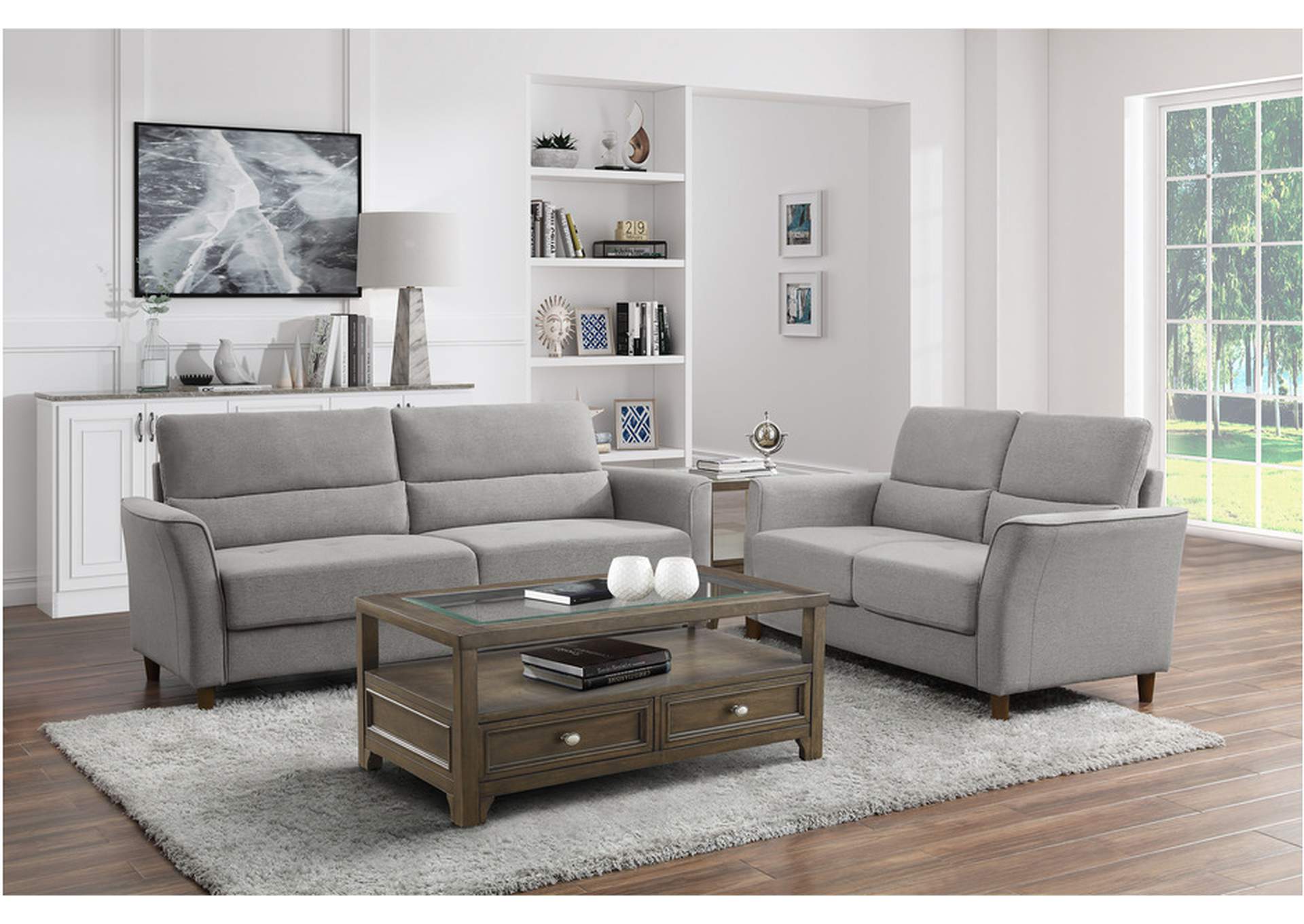 Hinshaw Gray 9346Gy Living Room Sofa Set,Homelegance