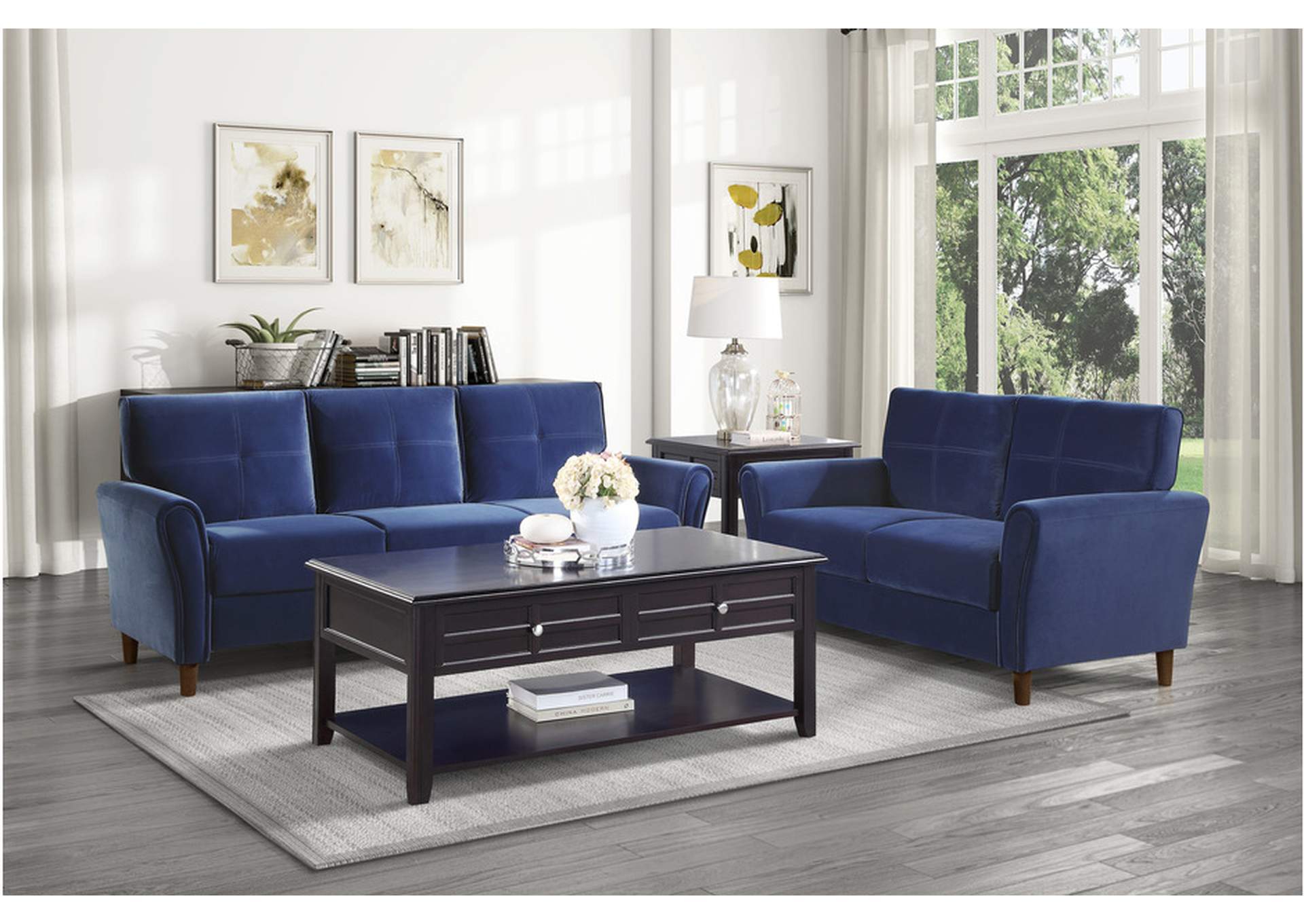 Dunleith Blue 9348Bue Living Room Sofa Set,Homelegance