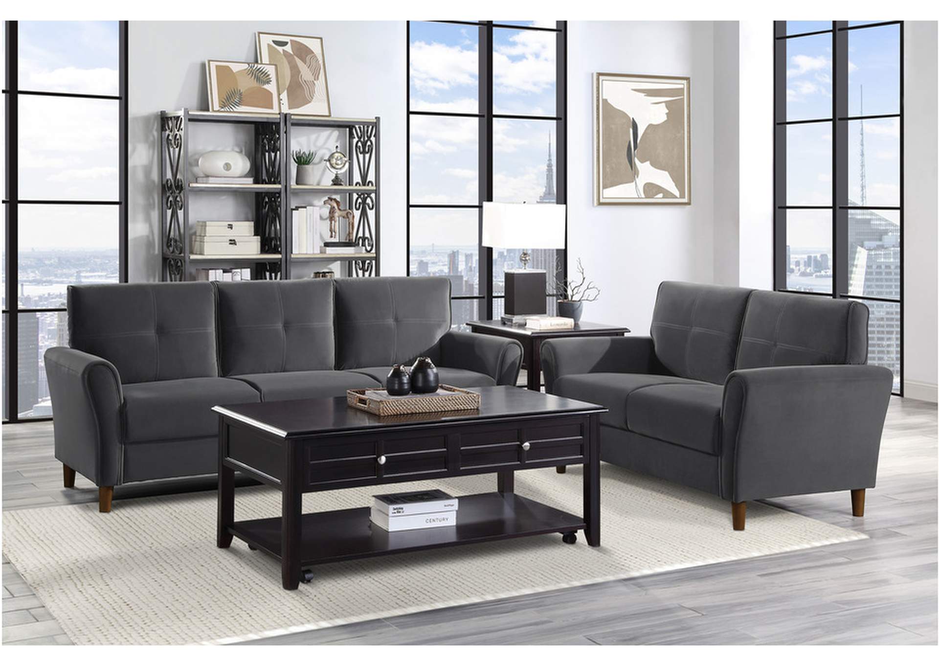 Dunleith 9348Gry Living Room Sofa Set,Homelegance