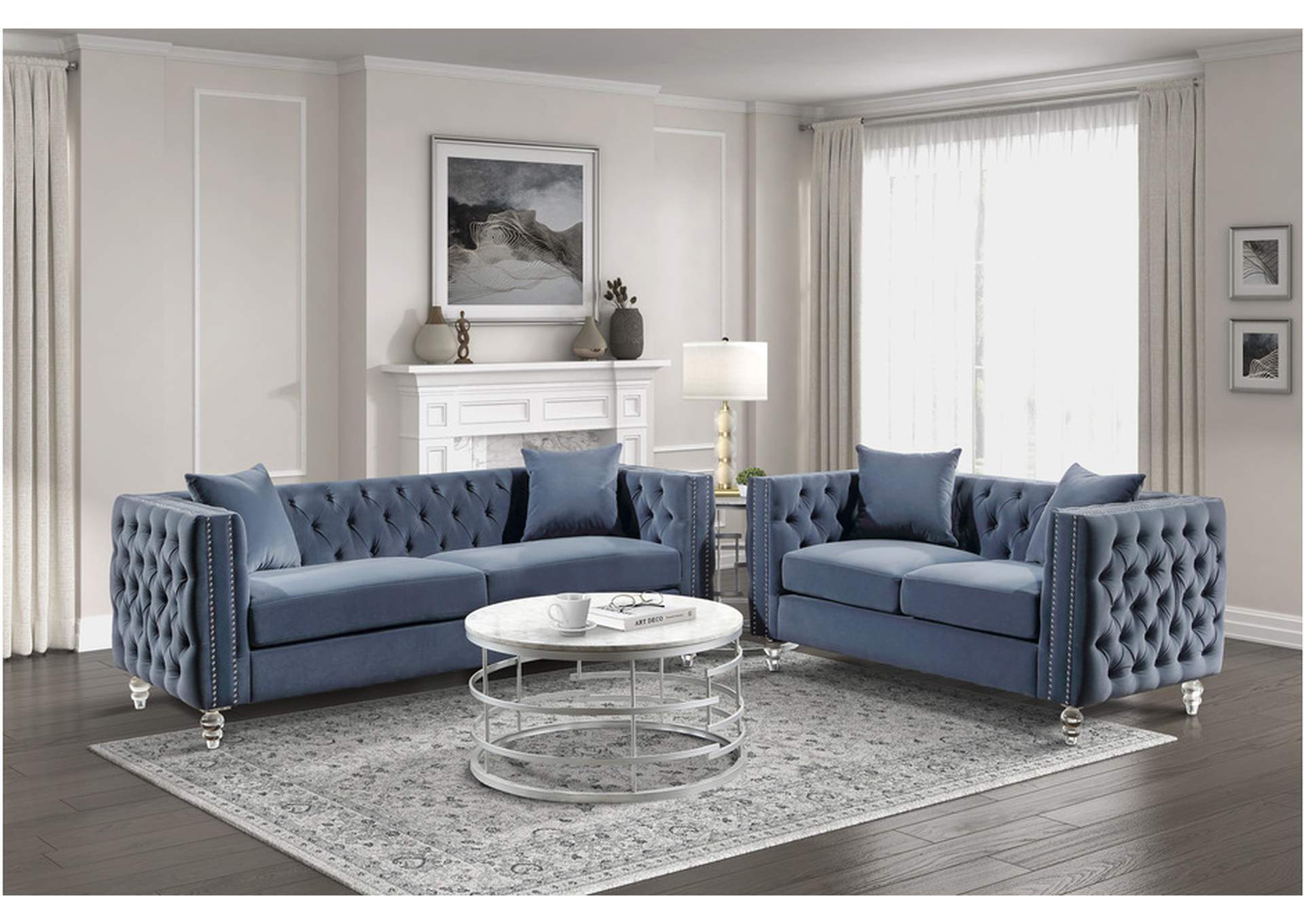 Orina Blue 9349D Living Room Sofa Set,Homelegance