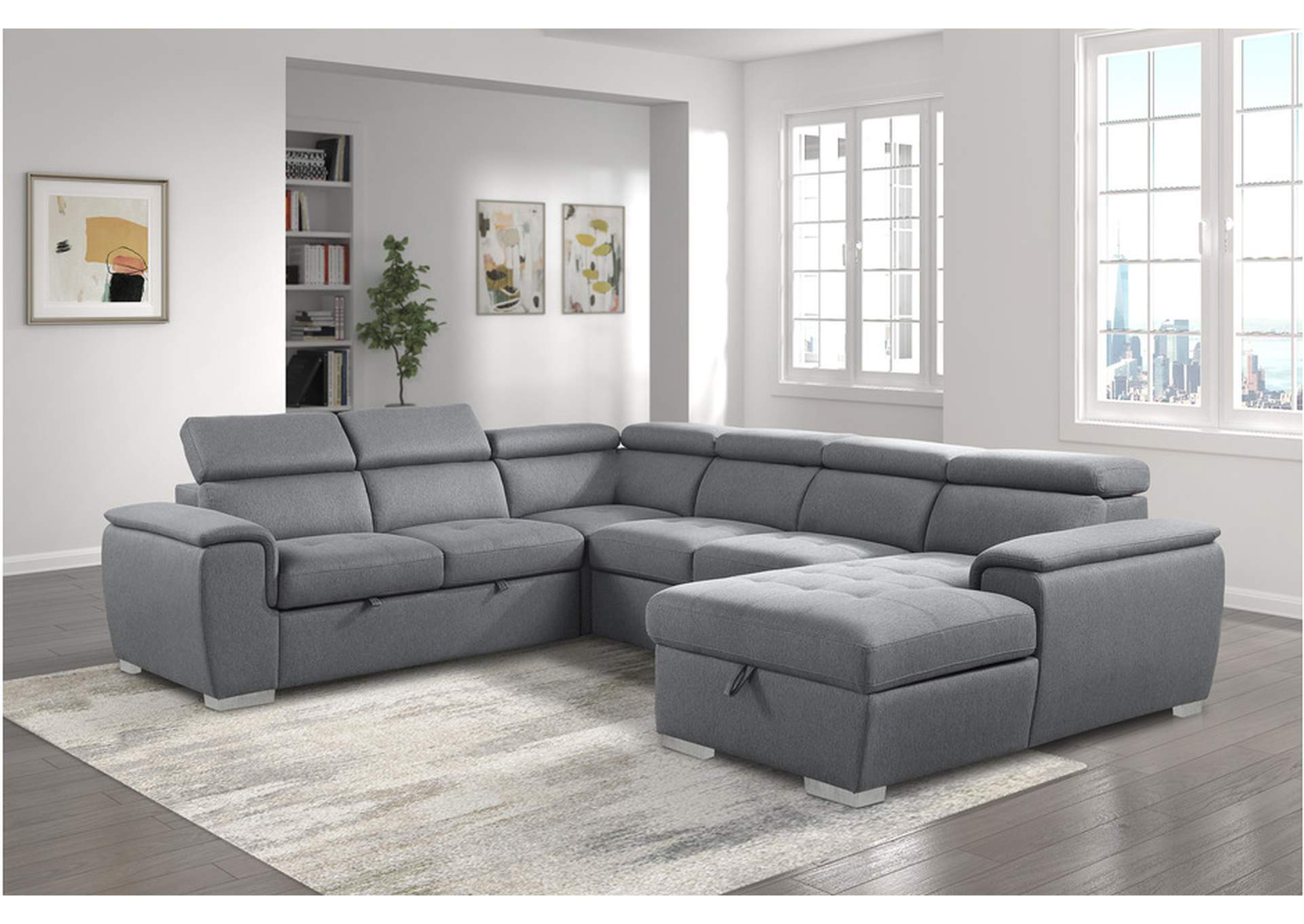 Berel Gray 9355Gy Living Room Sofa Set,Homelegance