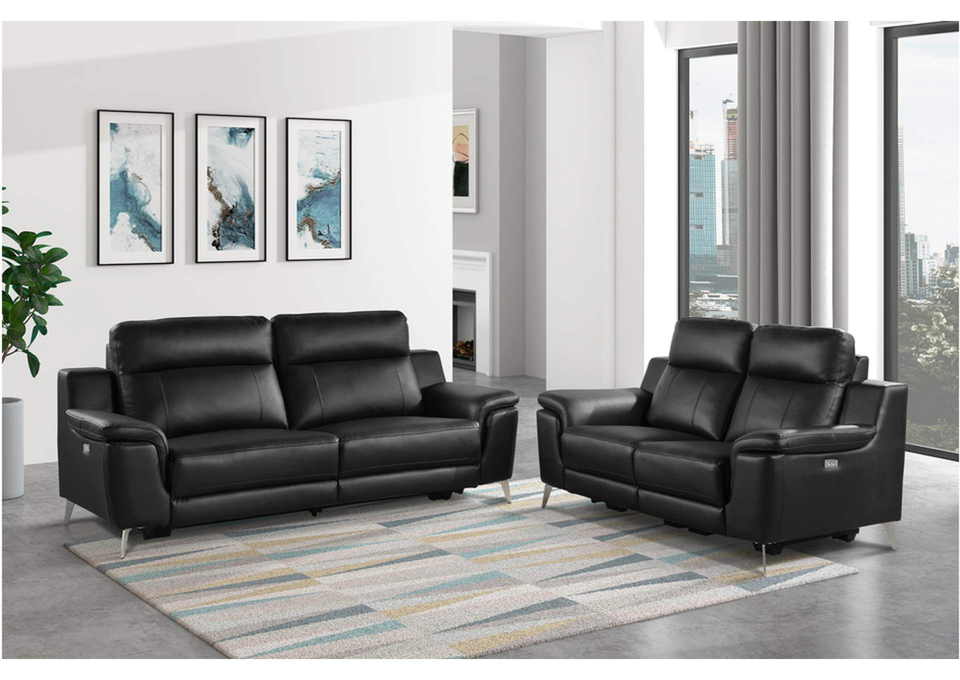 Antonio 9360Blk Living Room Sofa Set,Homelegance