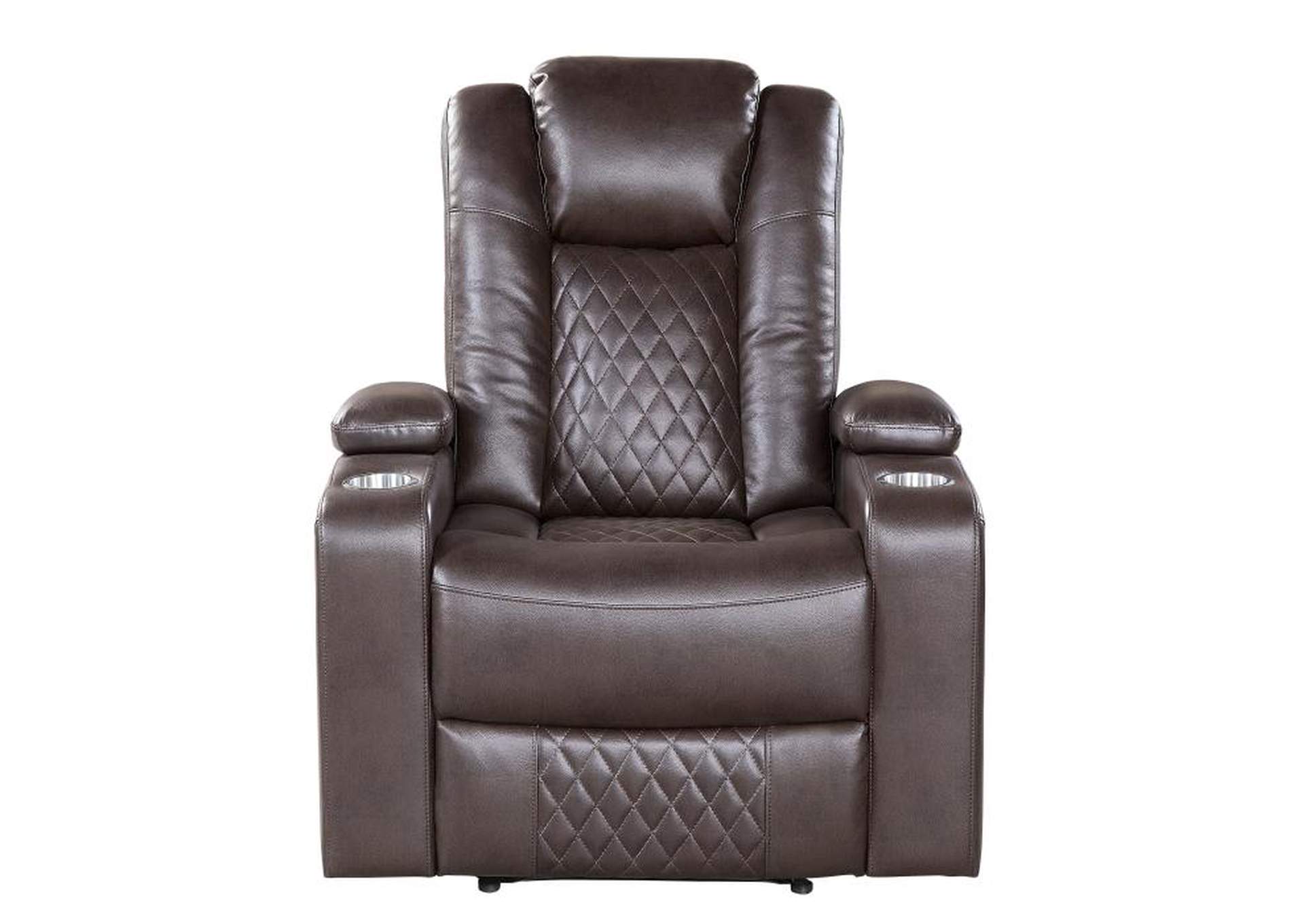 Caelan Power Reclining Chair With Power Headrest, Cup Holders And Storage Arms,Homelegance