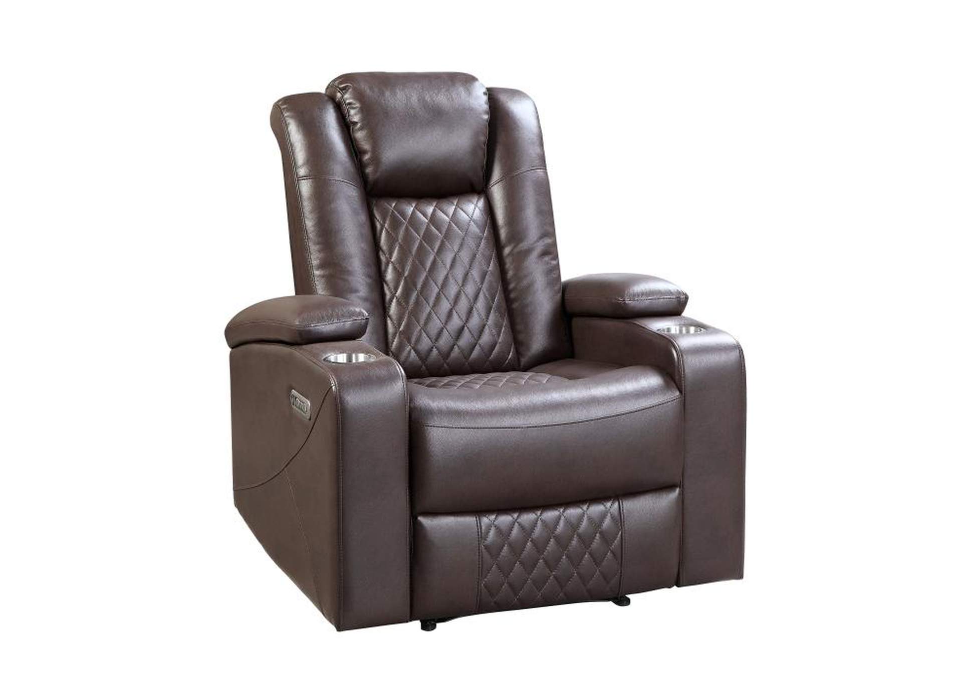 Caelan Power Reclining Chair With Power Headrest, Cup Holders And Storage Arms,Homelegance