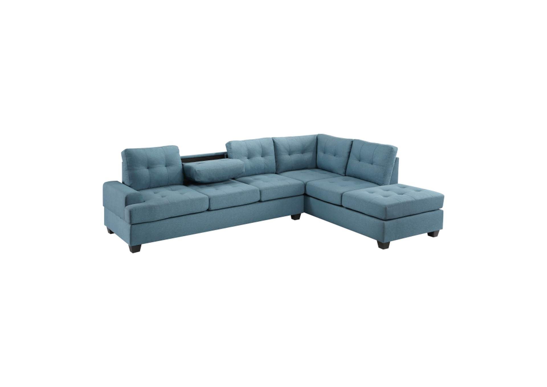 Dunstan 2-Piece Reversible Sectional With Drop-Down Cup Holders And Storage Ottoman,Homelegance