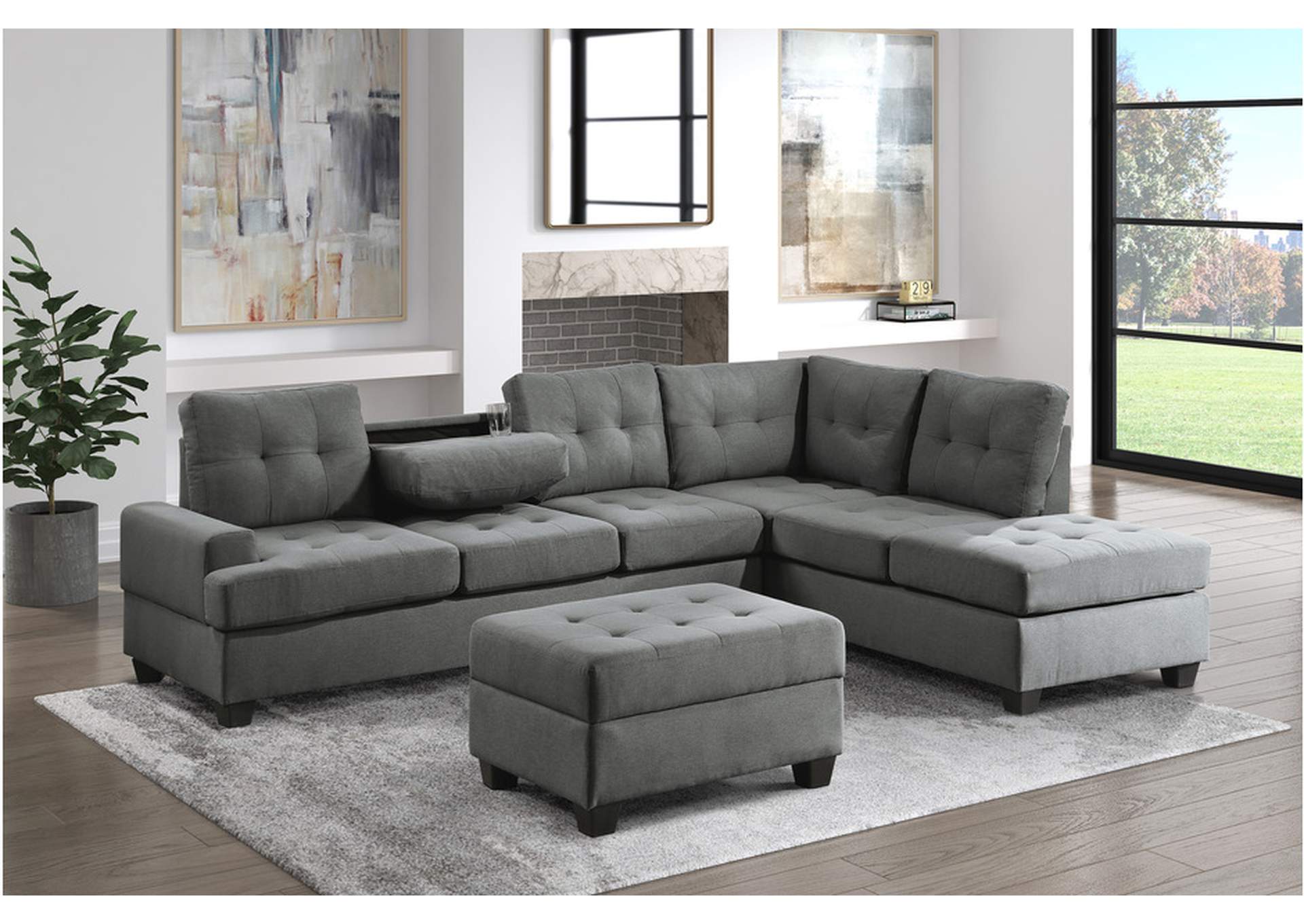 Dunstan Dark Grey 9367 Living Room Sofa Set,Homelegance