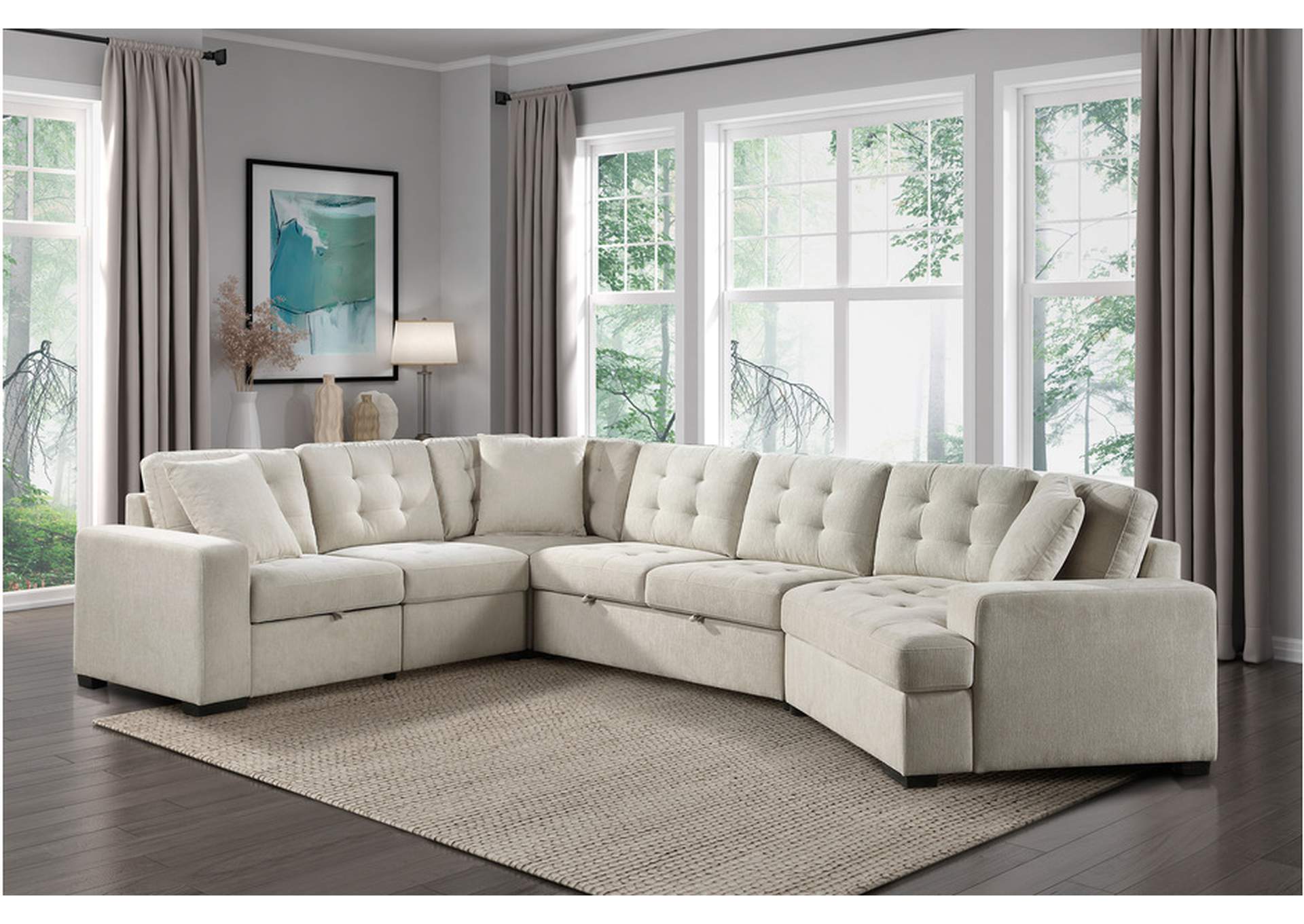 Logansport 9401Beg Living Room Sofa Set,Homelegance