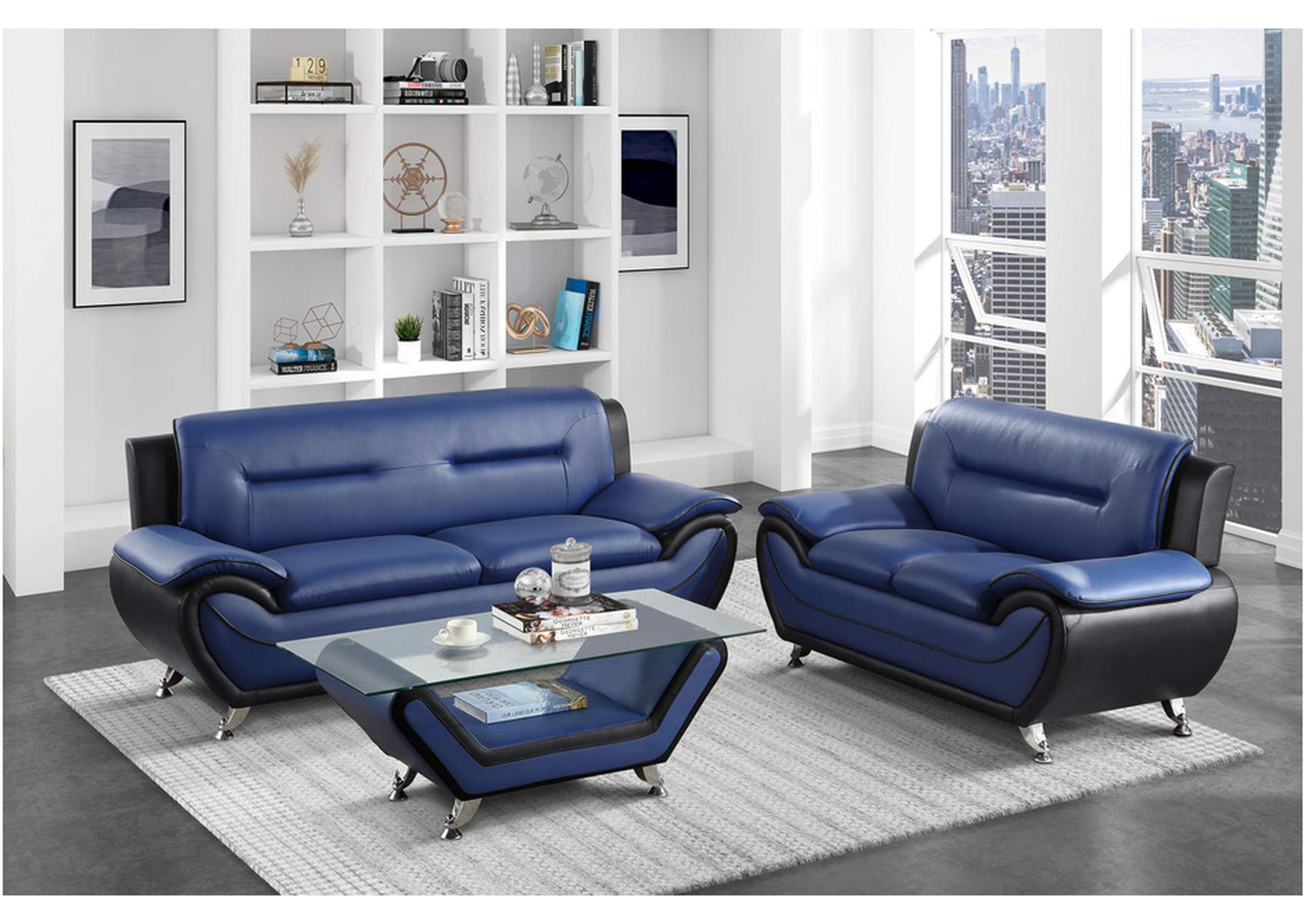 Matteo Blue 9419 Living Room Sofa Set,Homelegance
