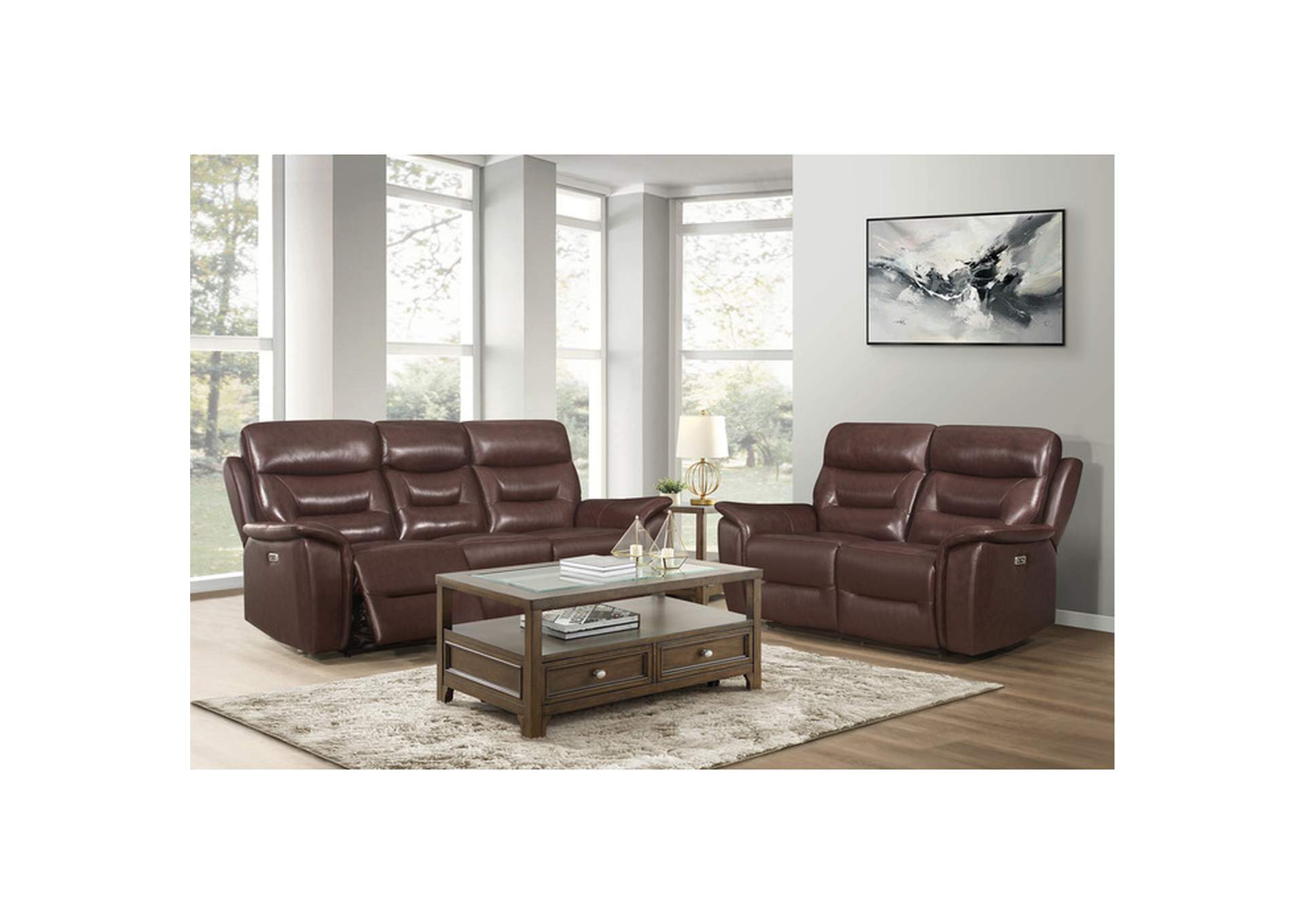 Armando Brown 9445 Living Room Sofa Set,Homelegance
